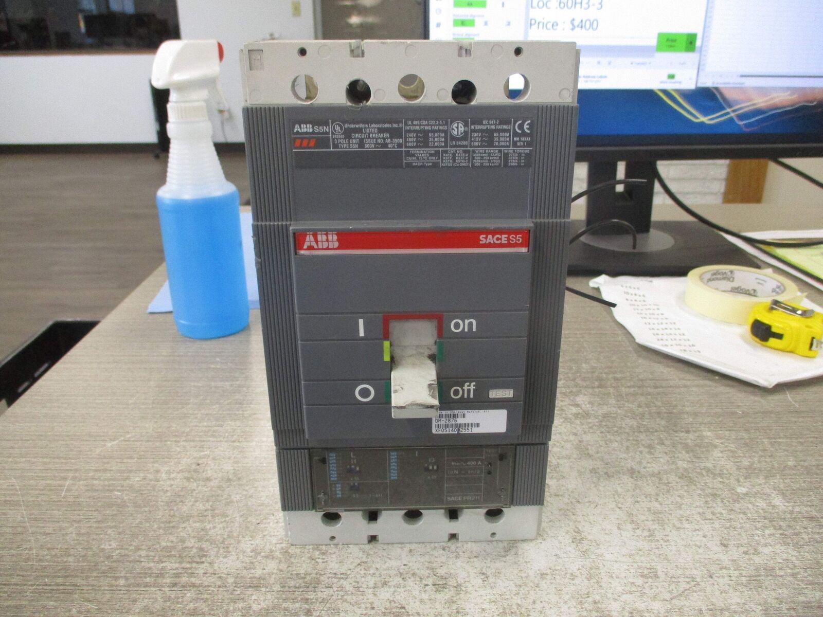 ABB SACE S5 Circuit Breaker S5N PR211 400A 600V 3P Used