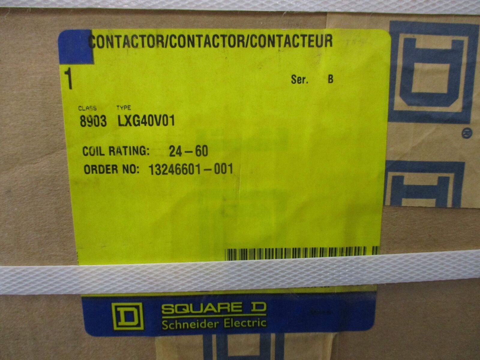 Square D Lighting Contactor 8903 LXG40V01 Ser. B 24-60V Coil New Surplus