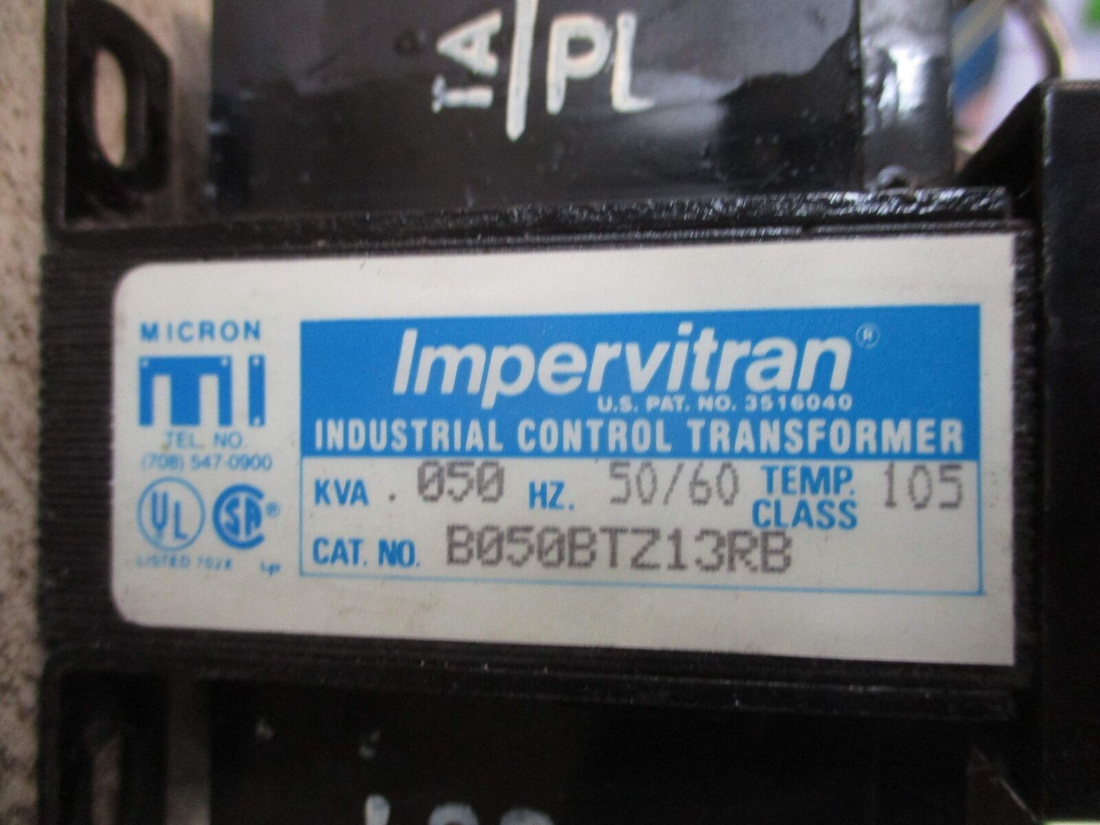 Micron Transformer B050BTZ13RB Pri: 240/480V Sec: 120V Used