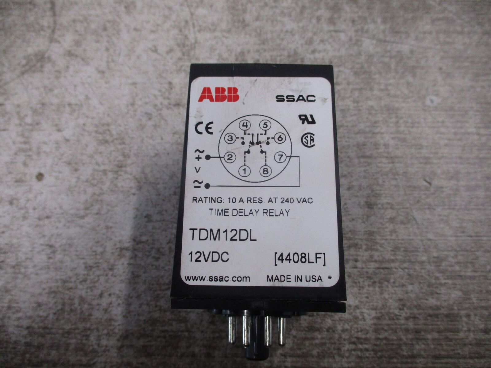 ABB SSAC Time Delay Relay TDM12DL 12VDC Used