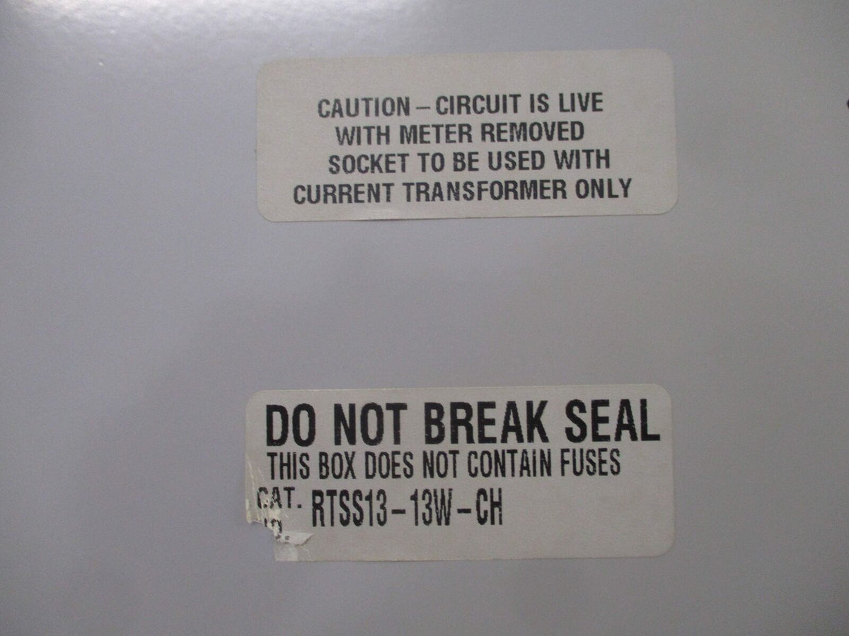 Thomas & Betts 3R Meter Socket RTSS13-13W-CH 20A 600V 3Ph 4W Used