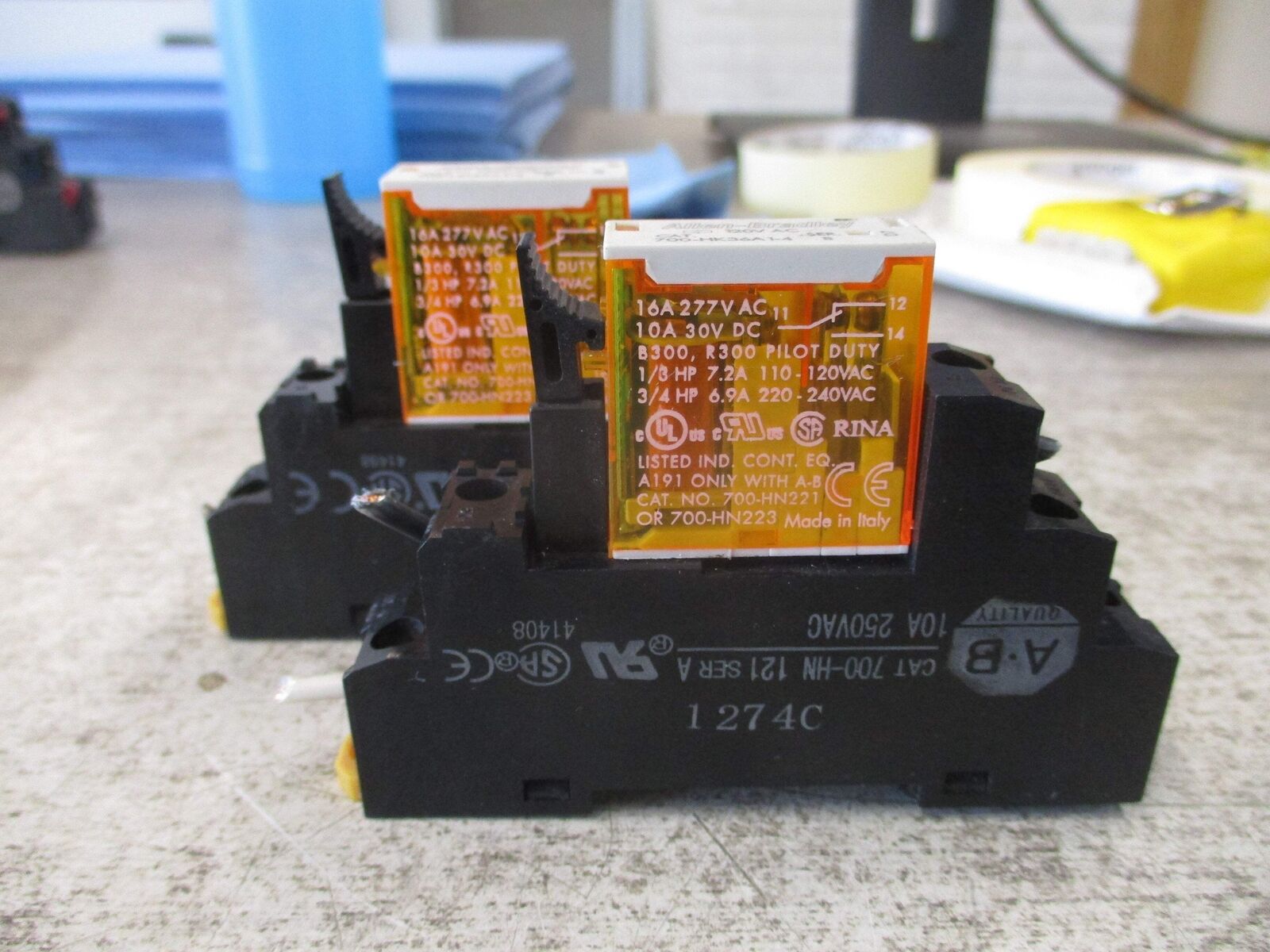 Allen-Bradley Relay 700-HK36A1-4 Ser. B 120V W/Base *Lot of 2* Used