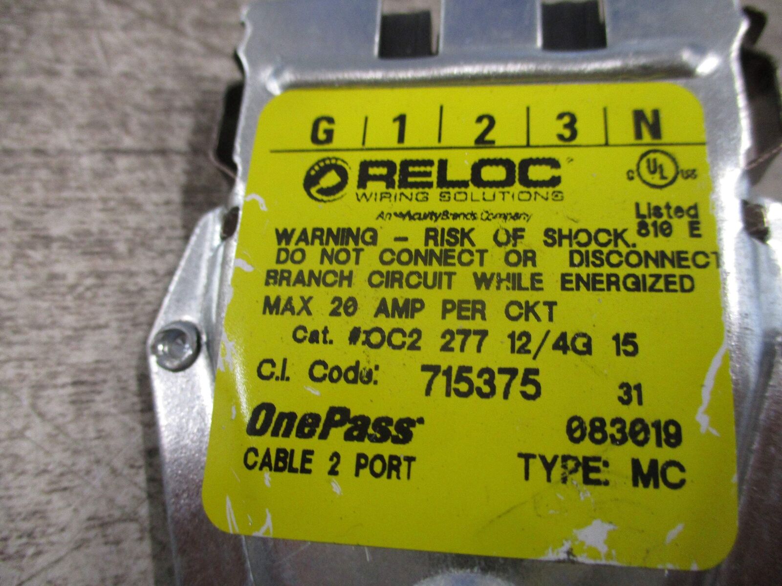 Reloc Onepass Cable 715375 OC2 277 12/4G 15 M5 277V Length: 15FT *Box of 4*