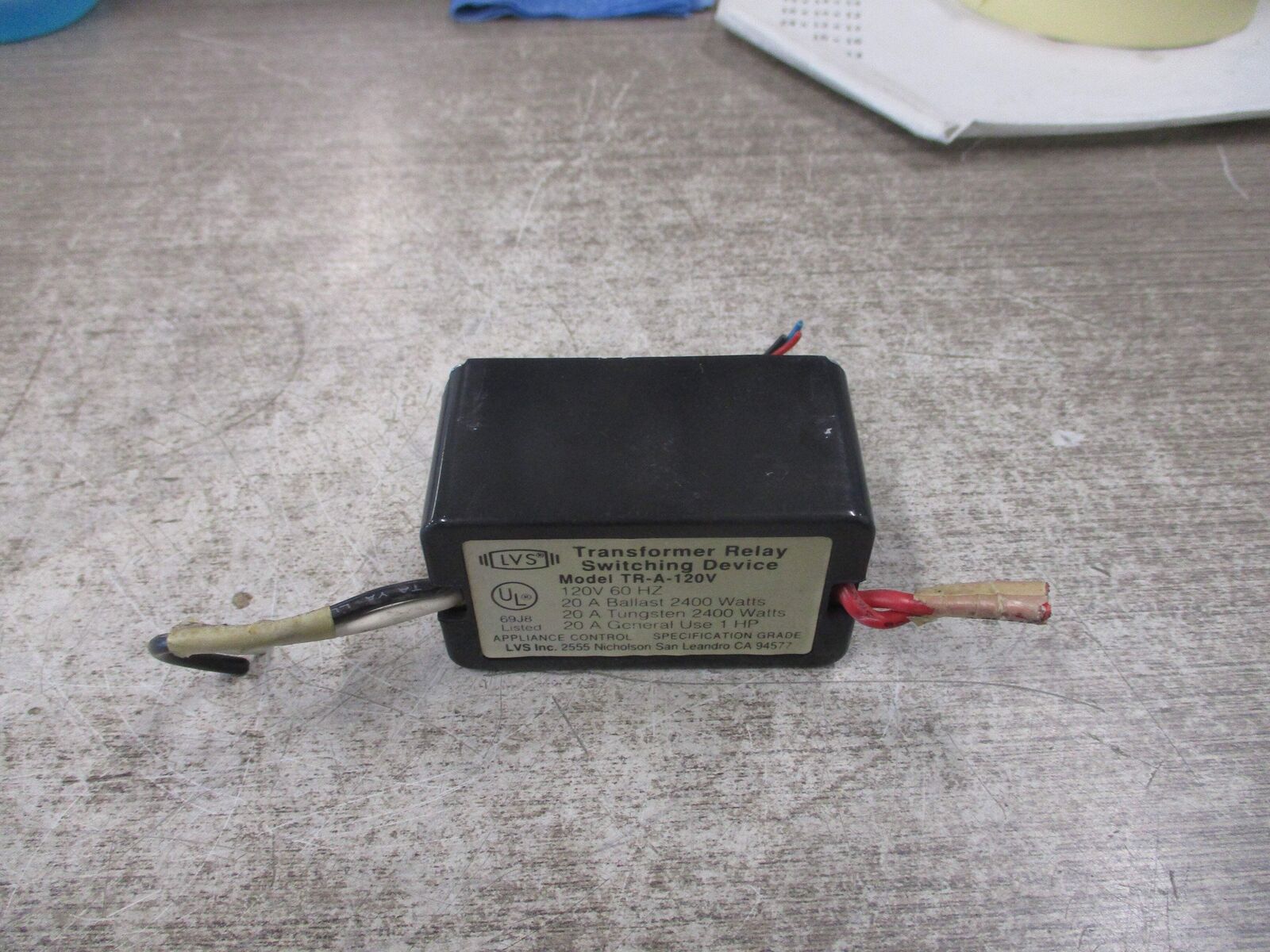 LVS Transformer Relay Switching Device TR-A-120V 120V 60Hz 20A *Chipped Corner*