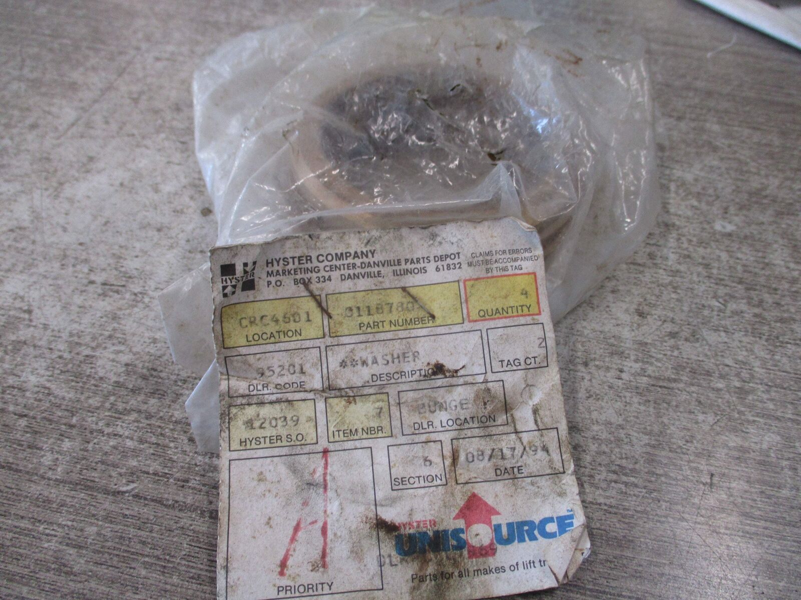 Hyster Washer 0118780 *Lot of 4* New Surplus