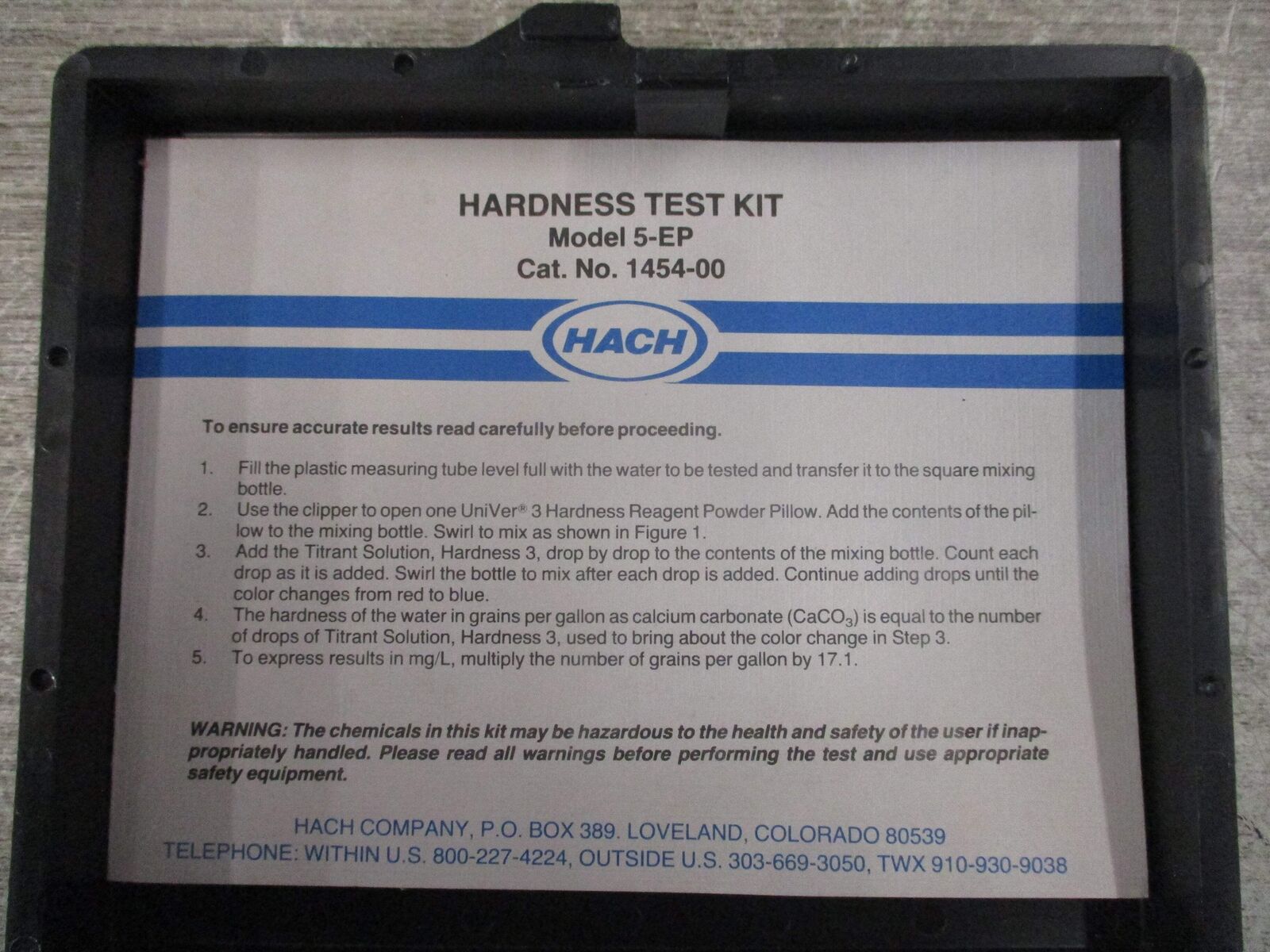Hach Model 5-EP Hardness Test Kit 1454-00 Used