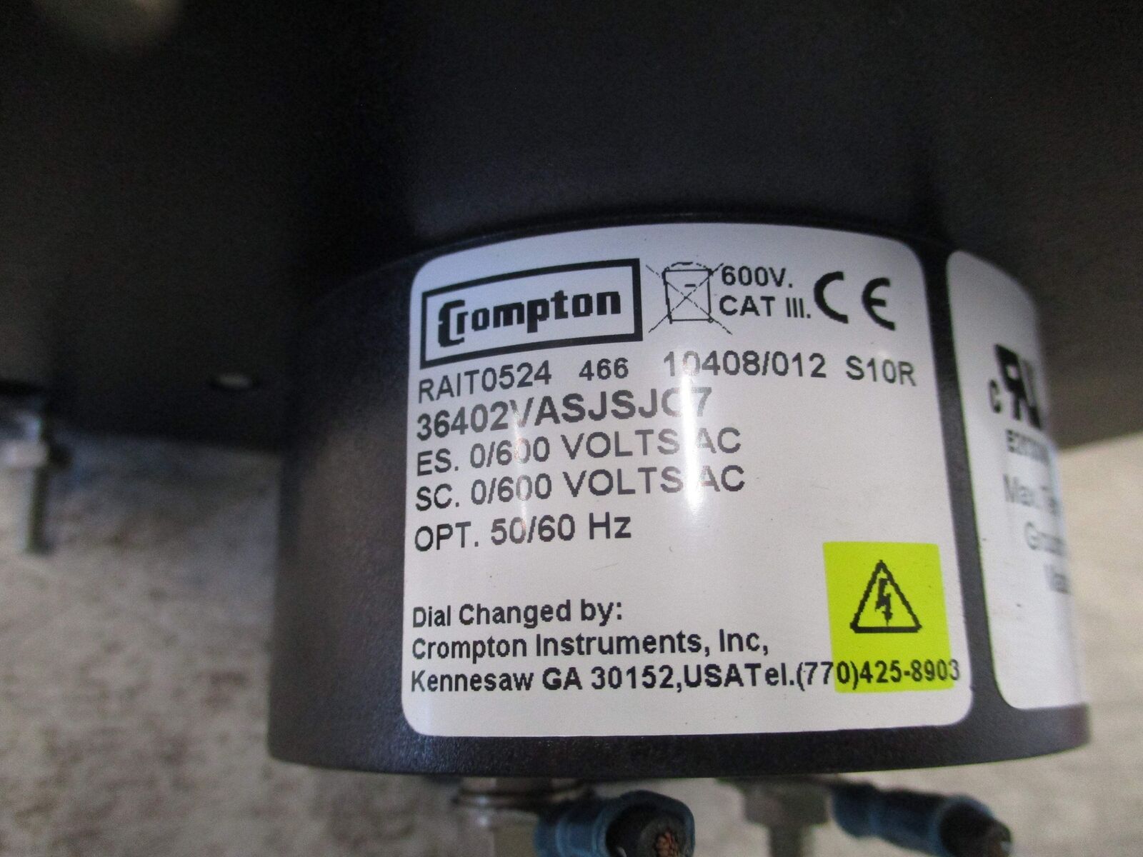 Crompton AC Voltmeter 36402VASJSJC7 Range: 0-600V Used