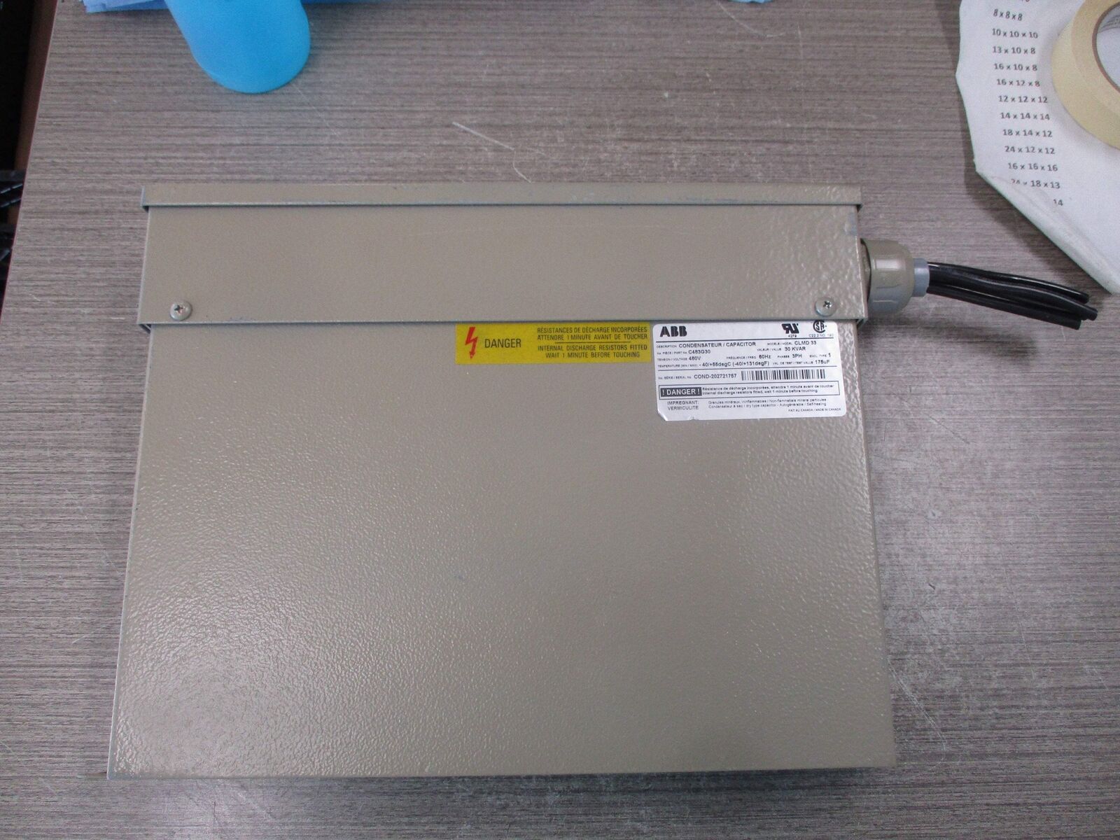 ABB CLMD 33 Capacitor C483G30 30KVAR 480V 60Hz 3Ph Used