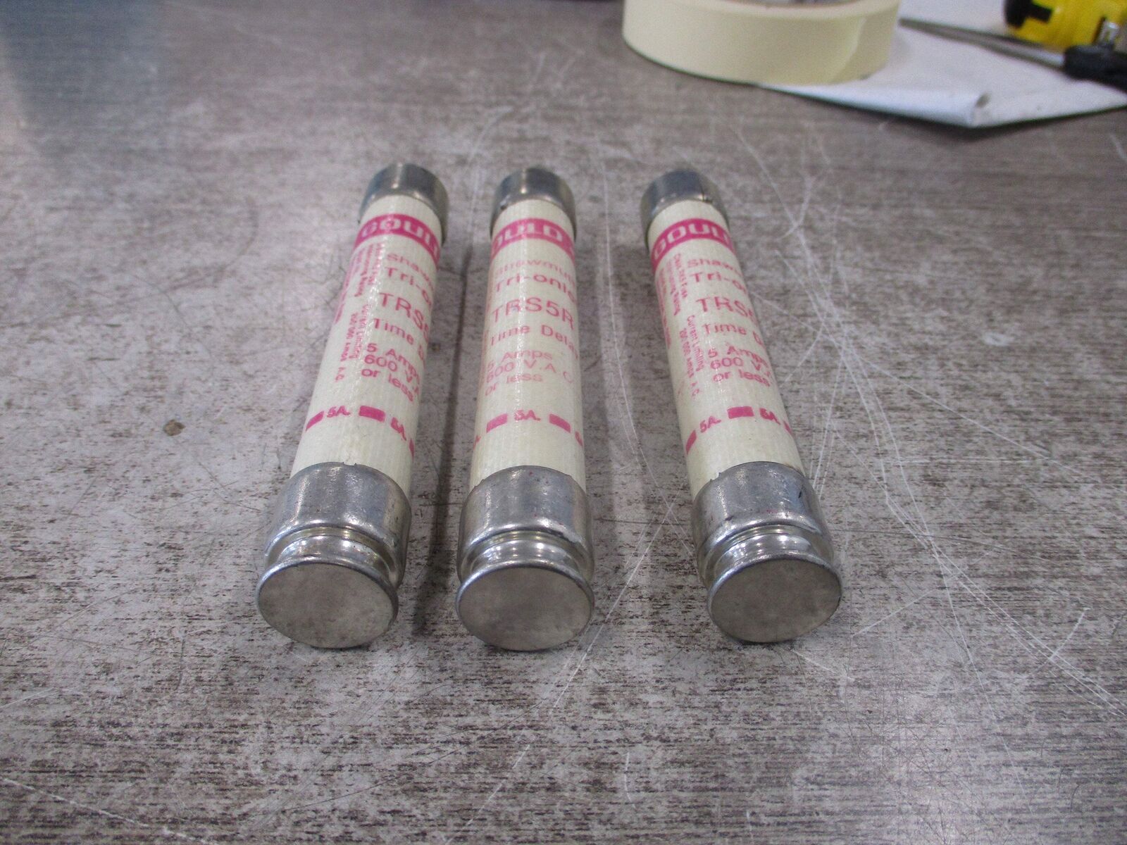 Gould Shawmut Tri-Onic Fuse TRS5R 5A 600V *Lot of 3* Used