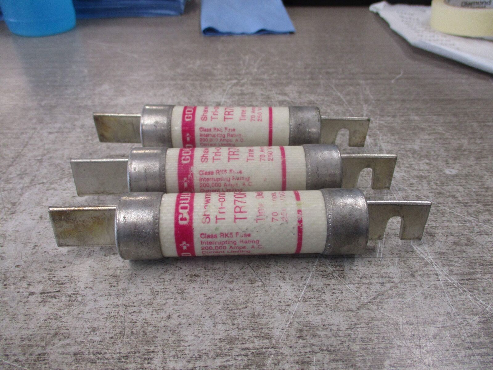 Gould Shawmut Tri-Onic Fuse TR70R 70A 250V *Lot of 3* Used