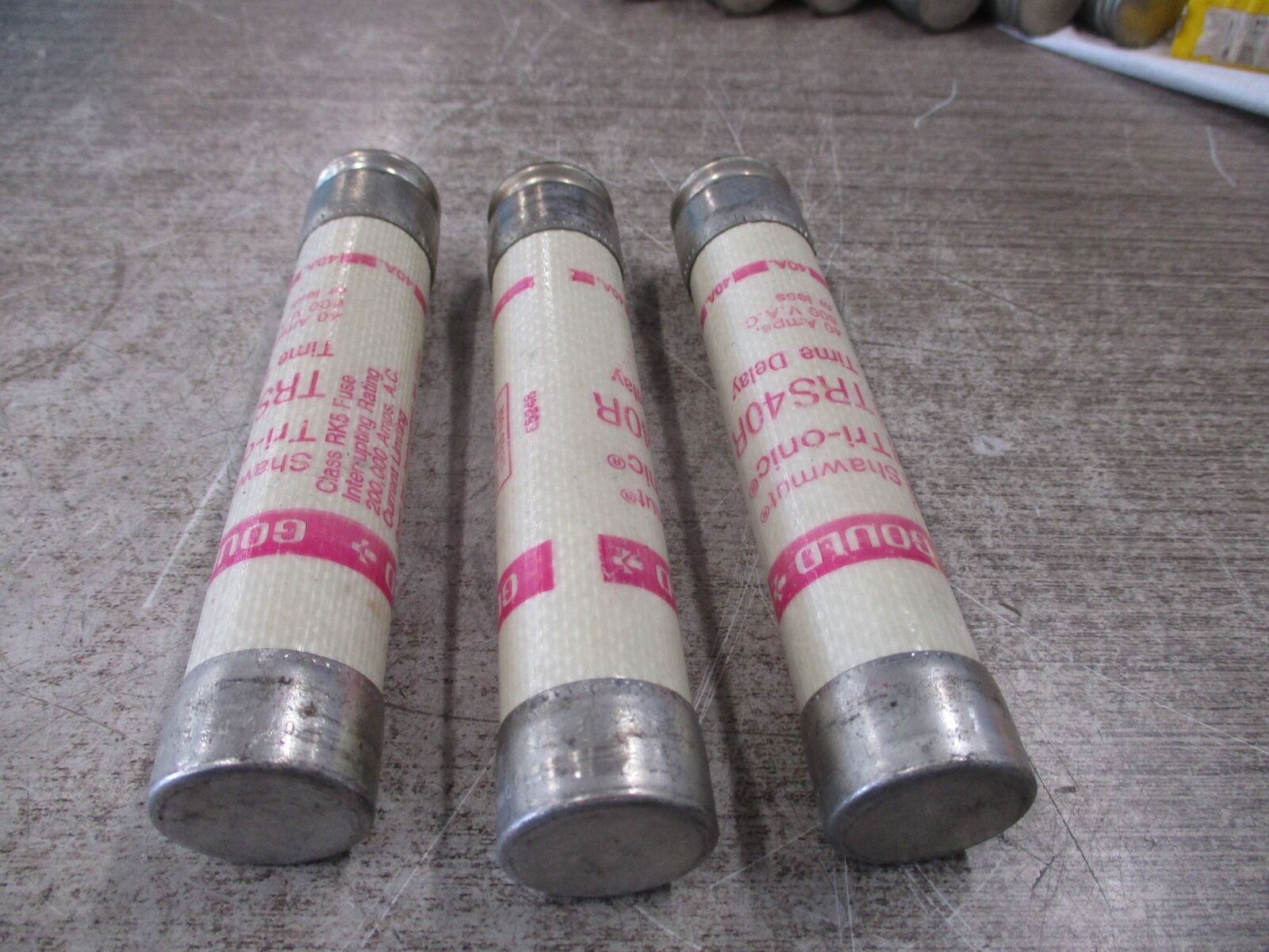 Gould Shawmut Tri-Onic Fuse TRS40R 40A 600V *Lot of 3* Used