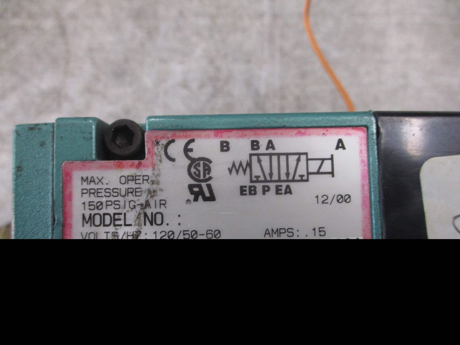 Numatics Solenoid Valve 082SA415M000061 120V 0.15A 150 PSIG Used