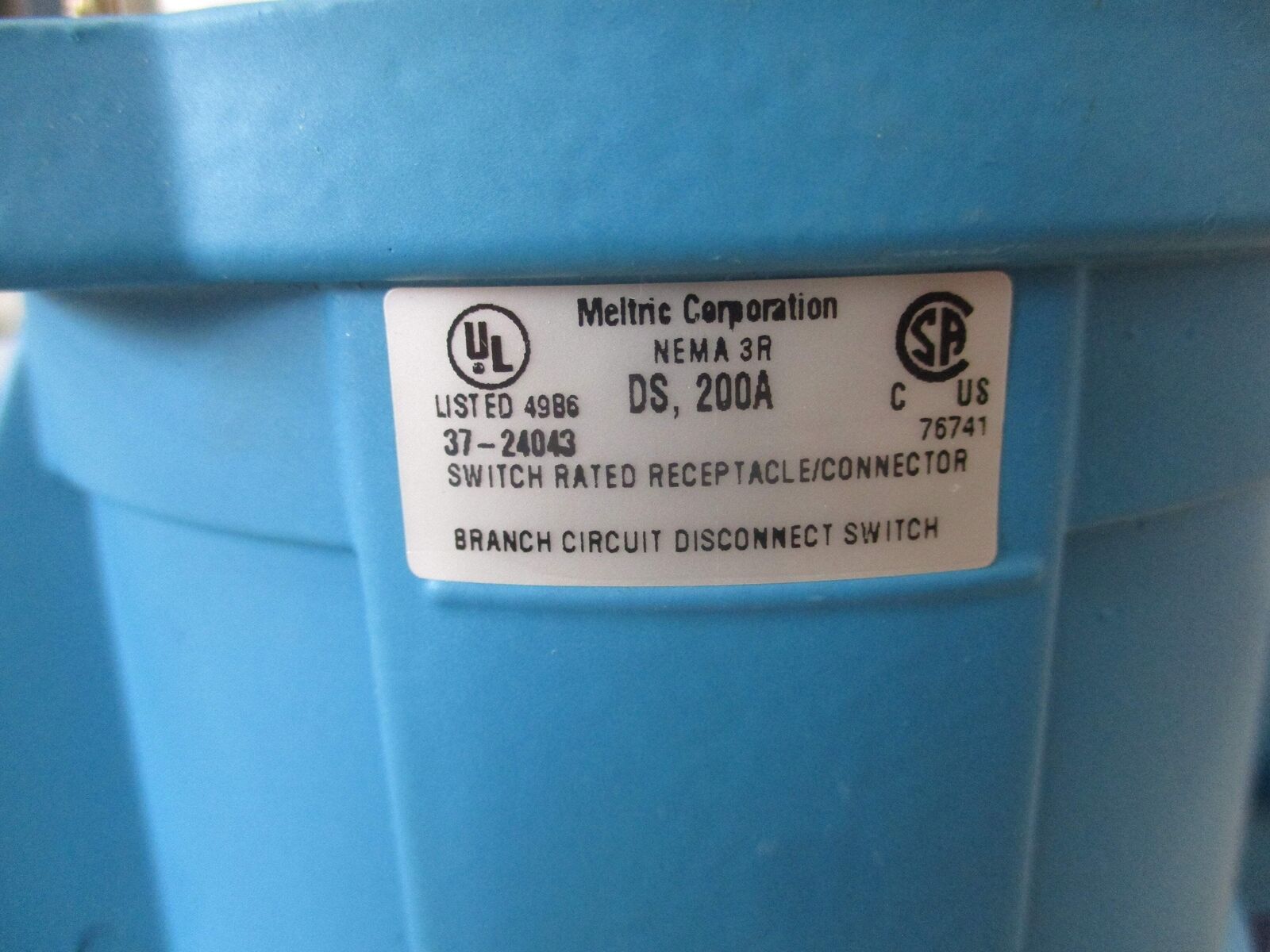 Meltric DS Receptacle/Connector 37-24043 200A Nema 3R New Surplus