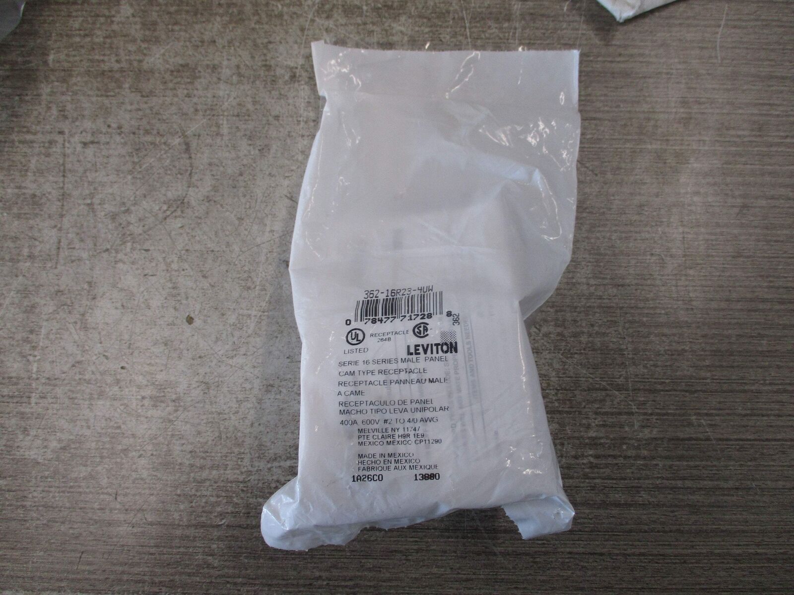 Leviton Male Panel Cam Type Receptacle 362-16R23-4UW 400A 600V New Surplus
