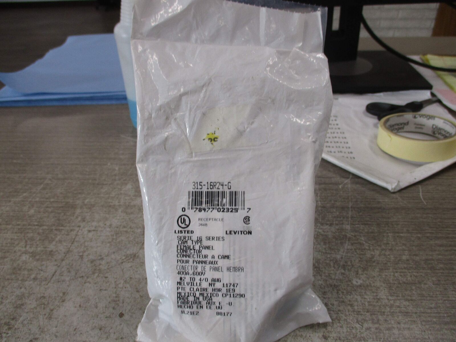 Leviton Female Panel Connector 315-16R24-G 400A 600V New Surplus