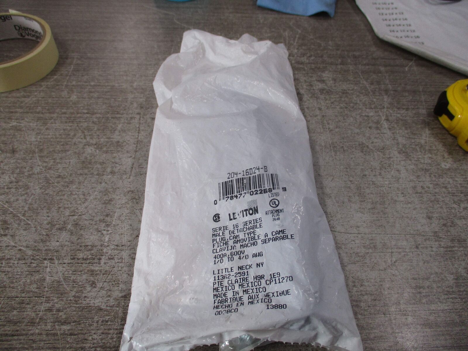 Leviton Male Detachable Plug 204-16D24-B 400A 600V New Surplus