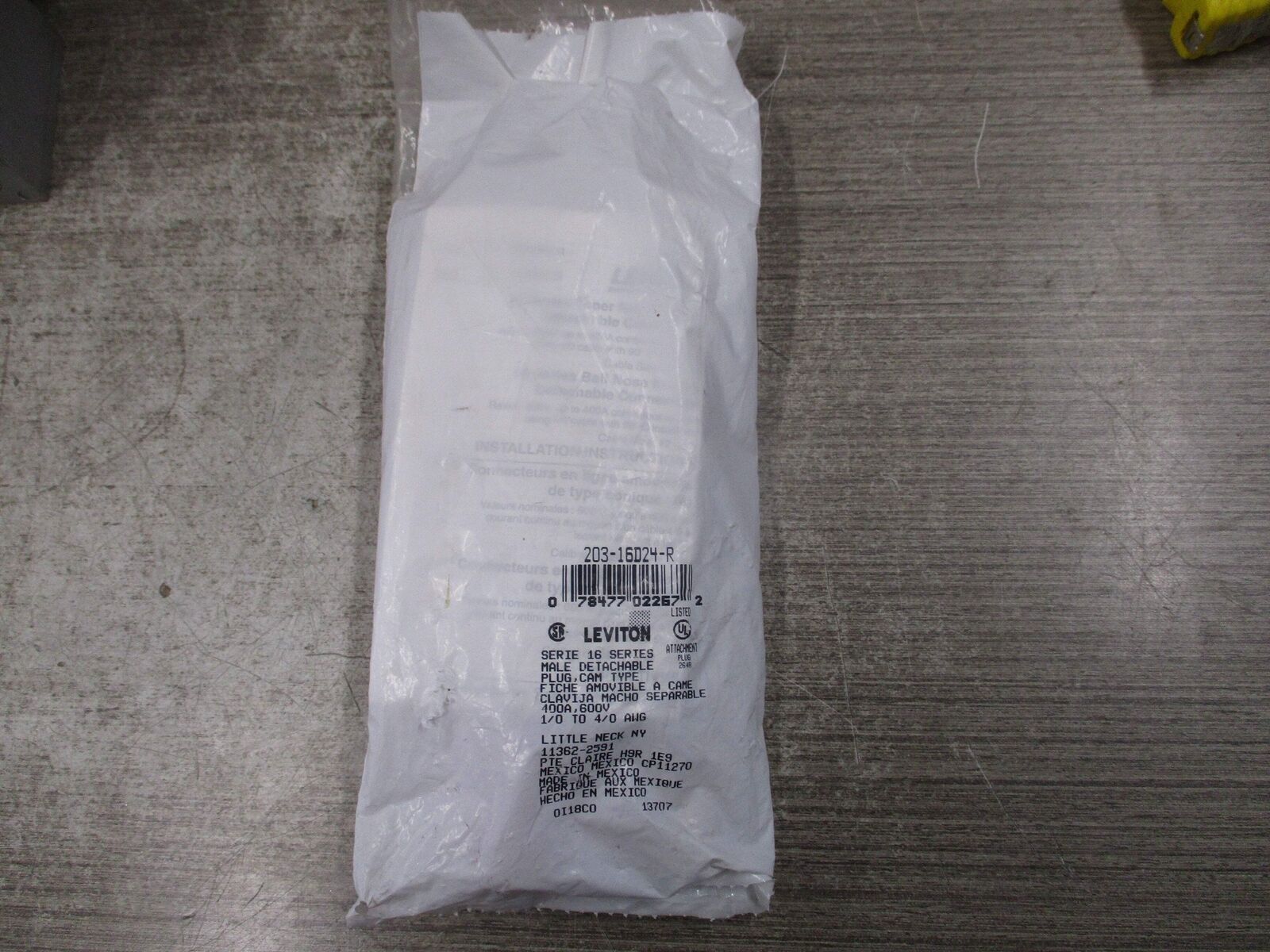 Leviton SP Male Detachable Plug 203-16D24-R 400A 600V New Surplus