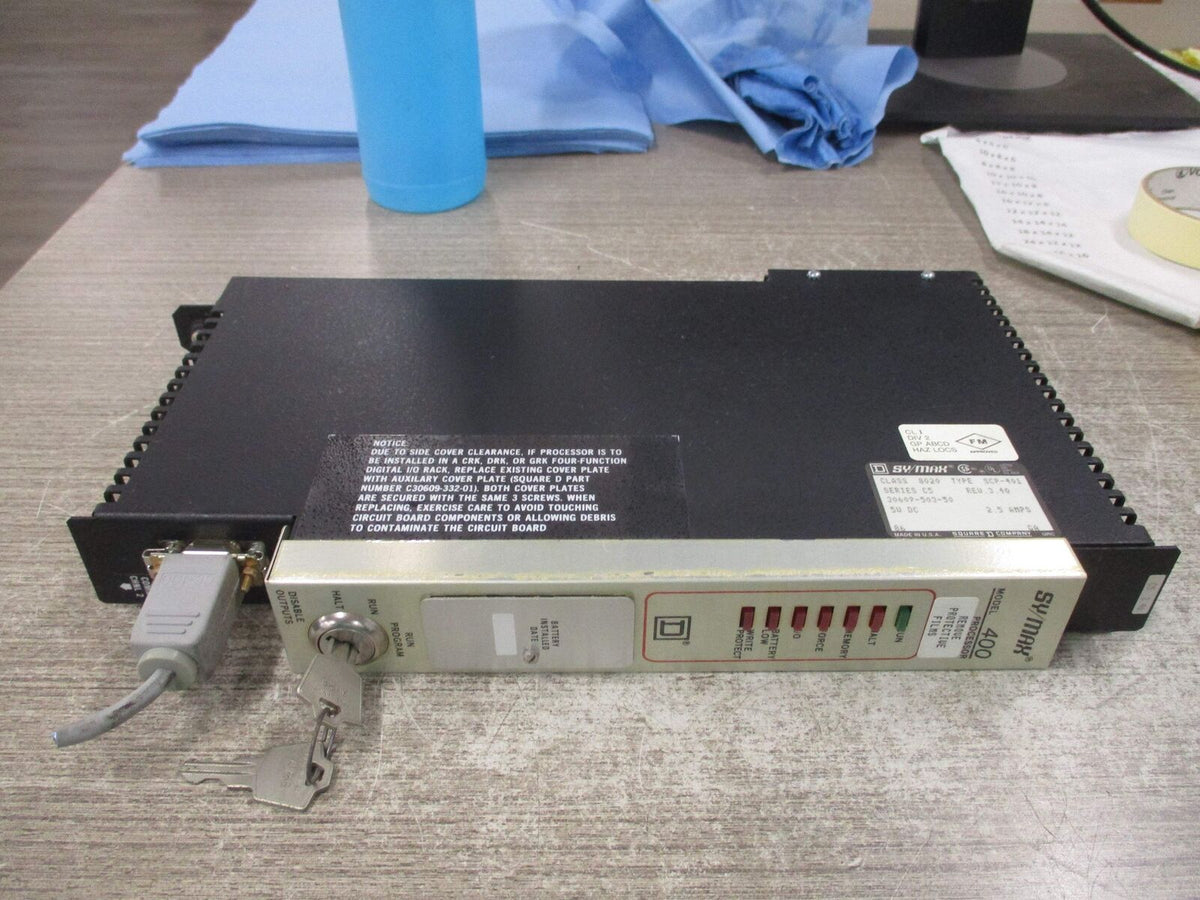 Square D Sy/Max Model 400 Processor 8020 SCP-401 Ser. C5 Rev. 3.40 Used