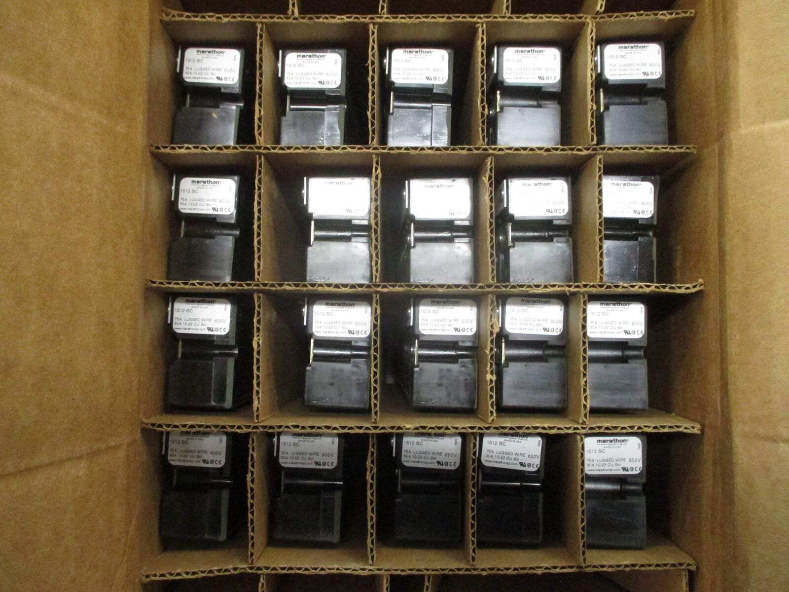 Marathon Terminal Block 1512 SC 30A/75A 600V *Box of 20* New Surplus
