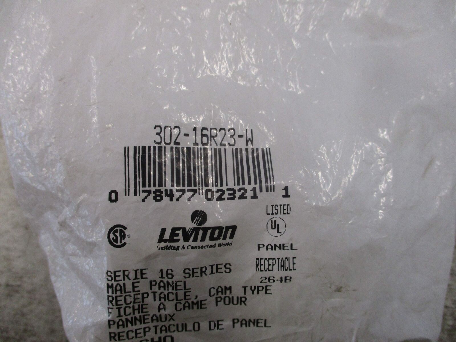 Leviton Male Panel Receptacle 302-16R23-W 400A 600V New Surplus
