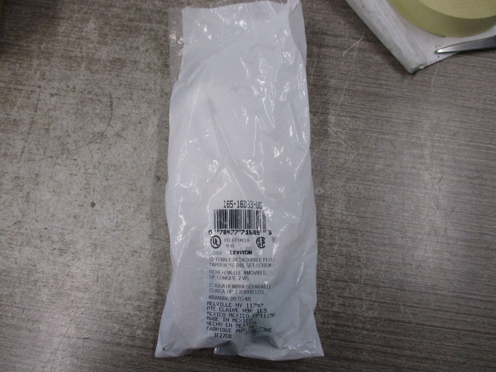 Leviton SP Female Detachable Plug 165-16D33-UG 400A 600V New Surplus