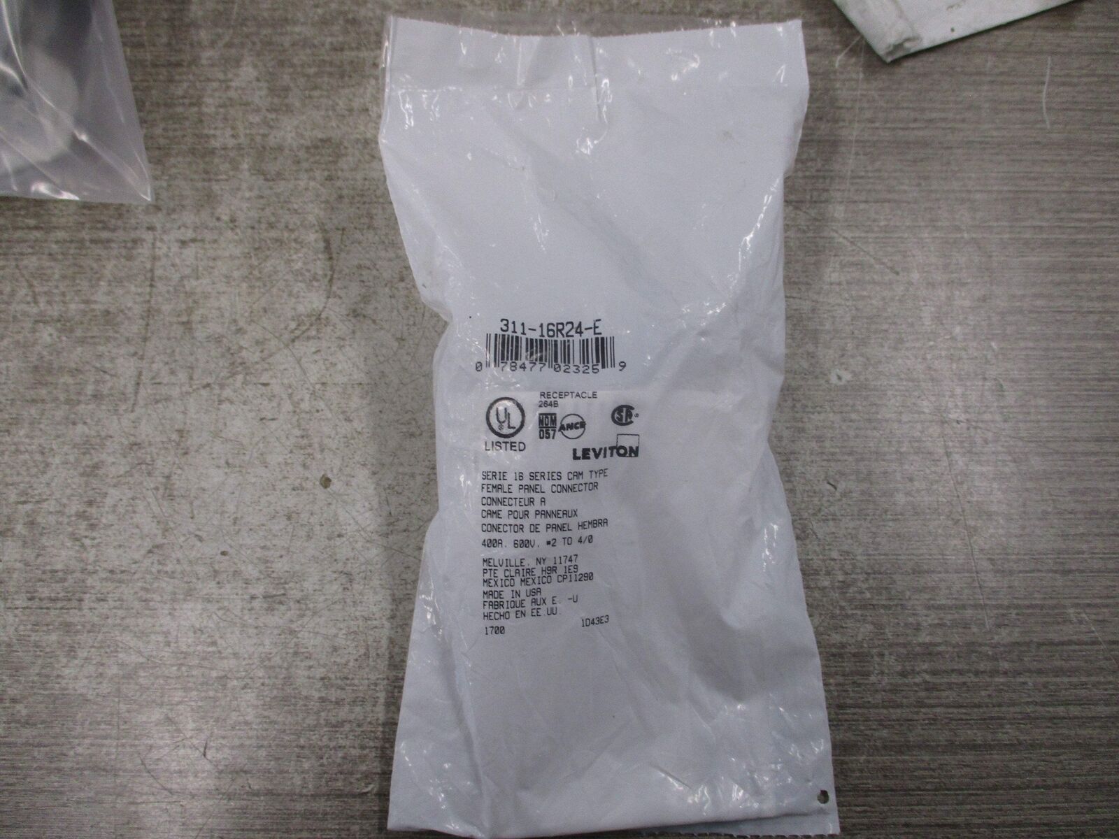 Leviton Female Panel Connector 311-16R24-E 400A 600V New Surplus