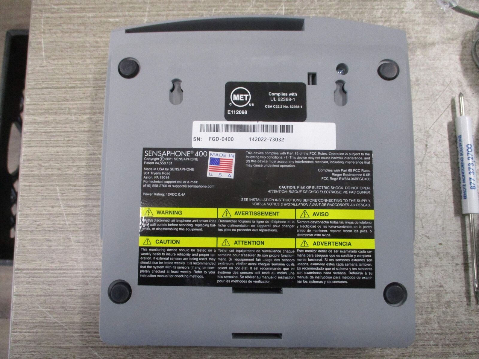 Sensaphone Remote Monitoring System AD-400 Rev. 0 New Surplus