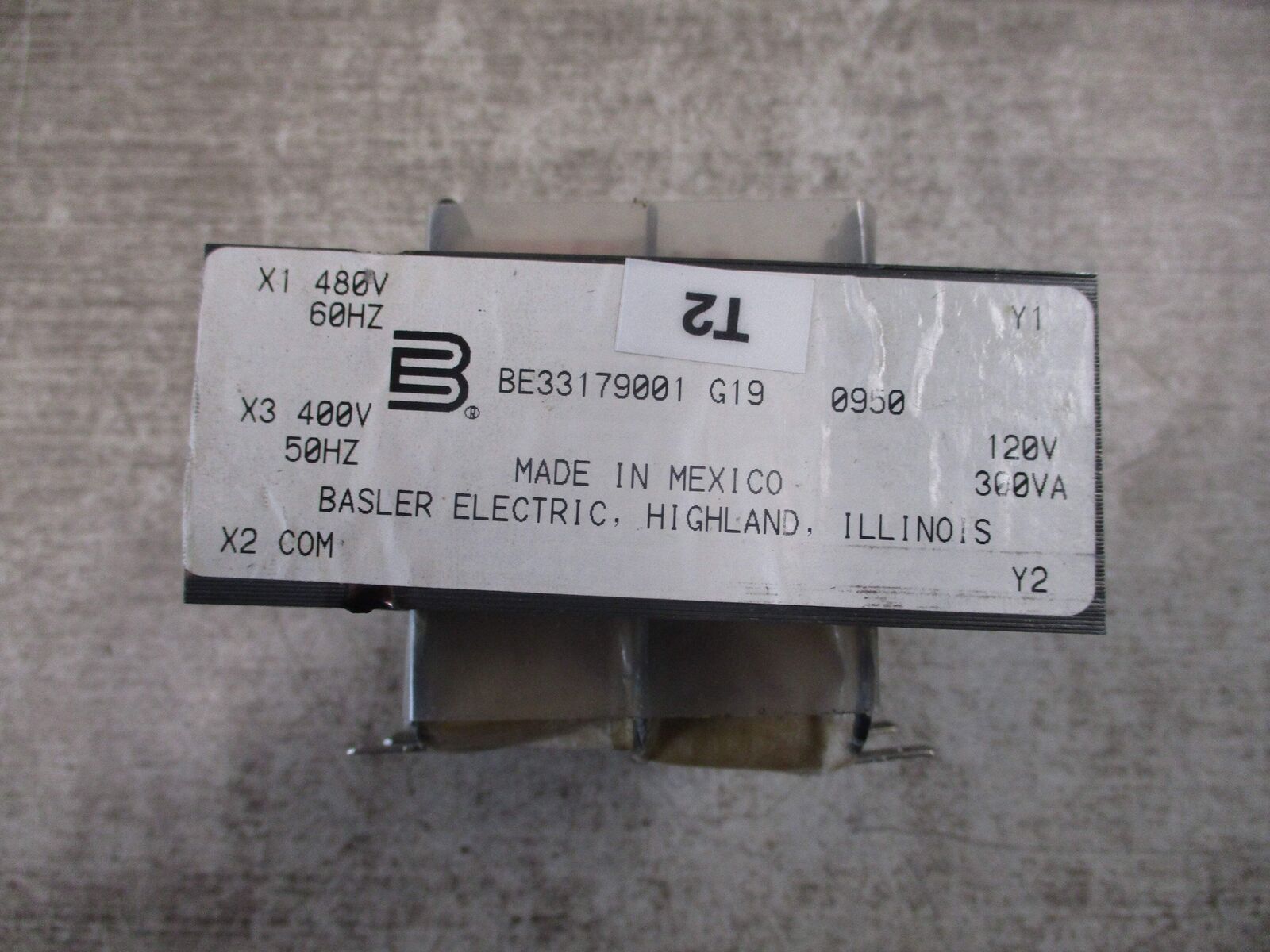Basler Transformer BE33179001 300VA Pri: 400/480V Sec: 120V Used