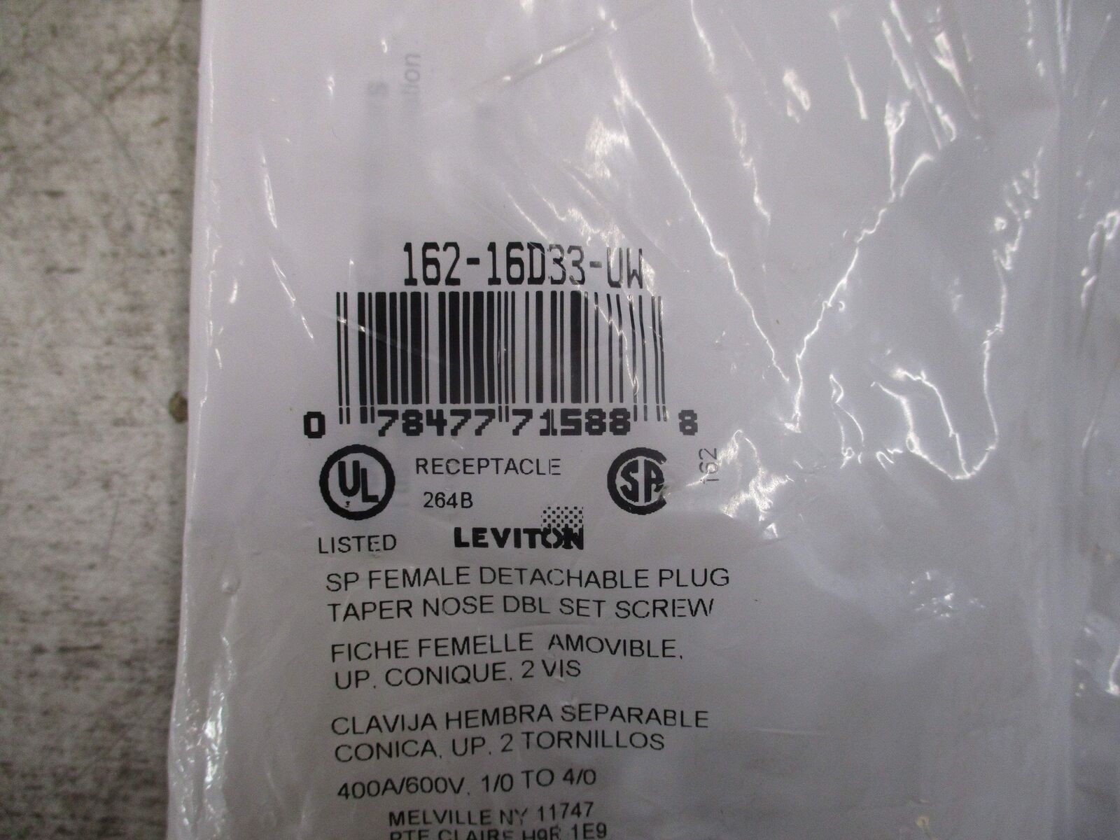 Leviton SP Female Detachable Plug 162-16D33-UW 400A 600V New Surplus