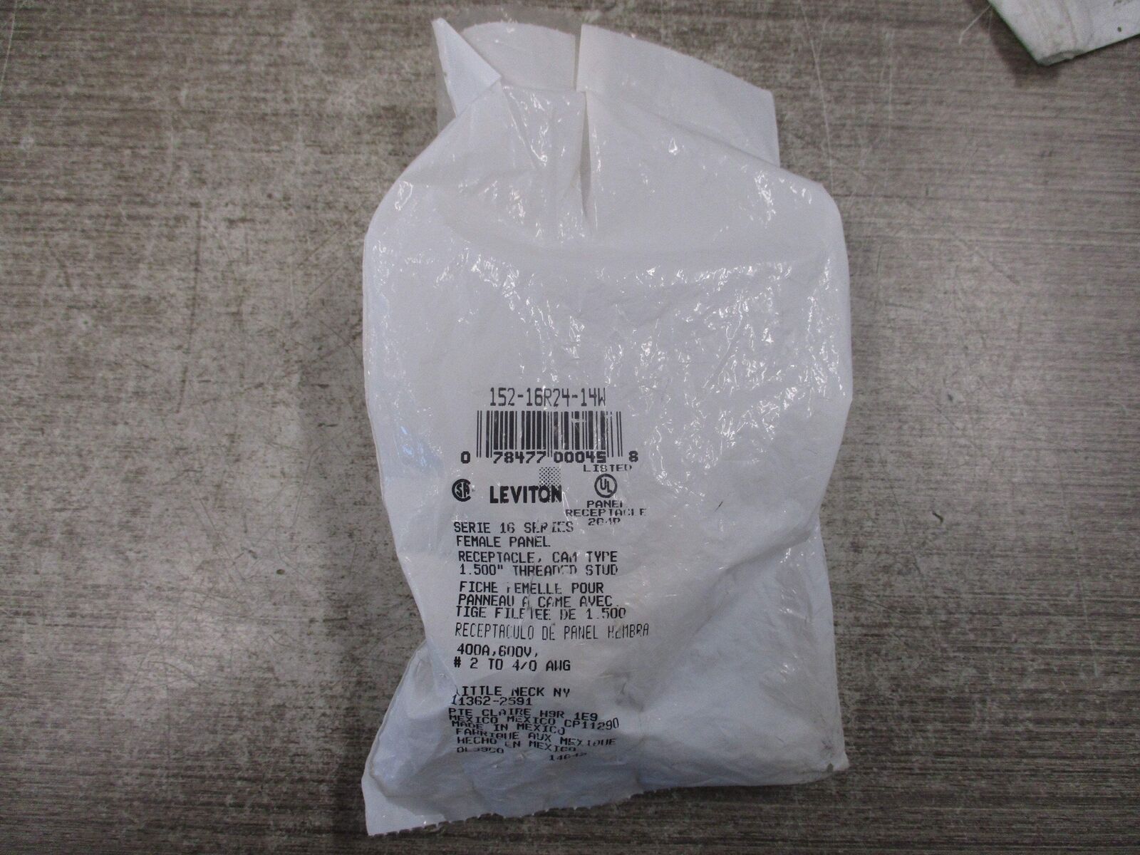 Leviton Female Panel Receptacle 152-16R24-14W 400A 600V New Surplus