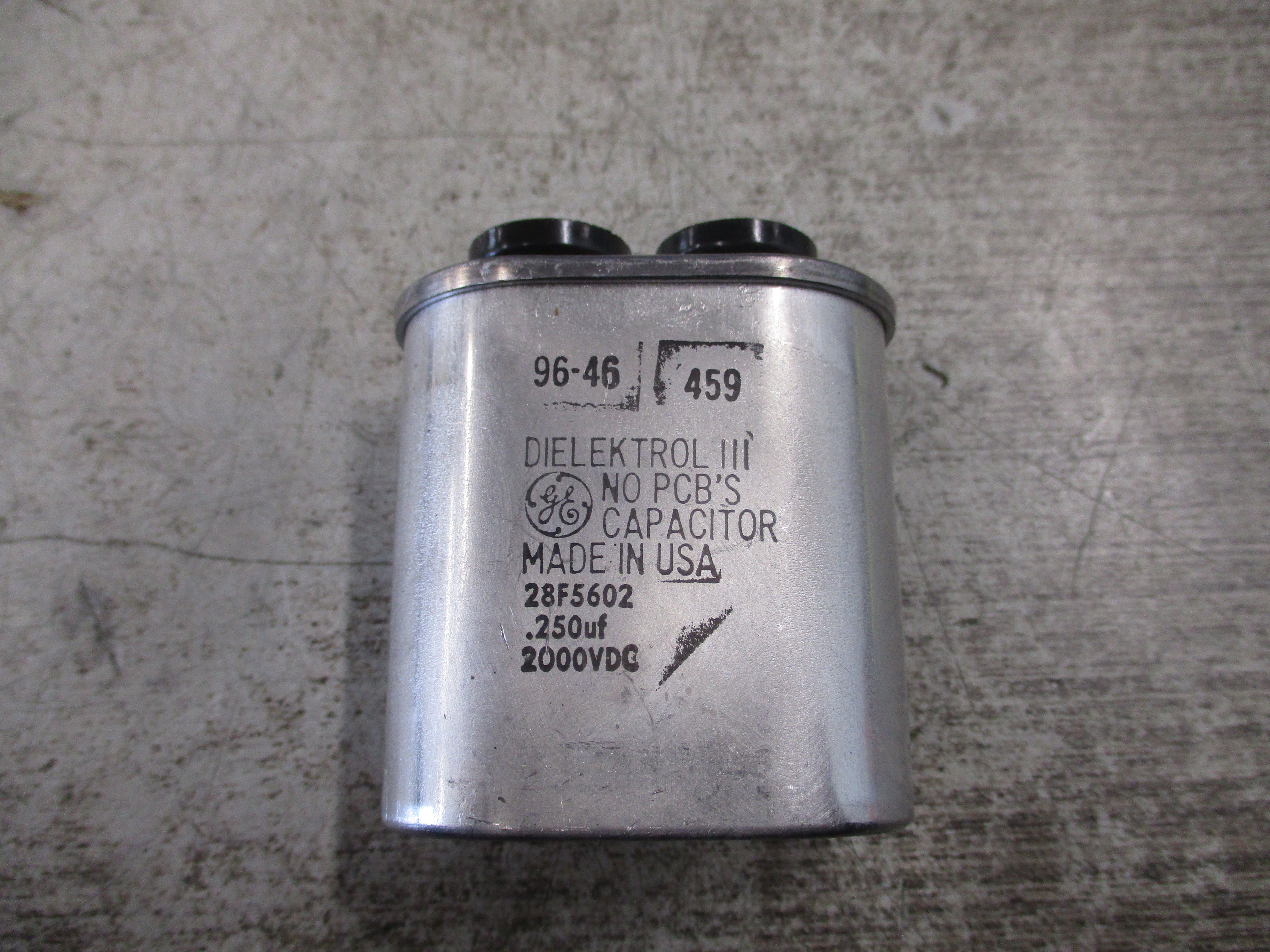 GE Capacitor 28F5602 0.250uf 2000VDC Used