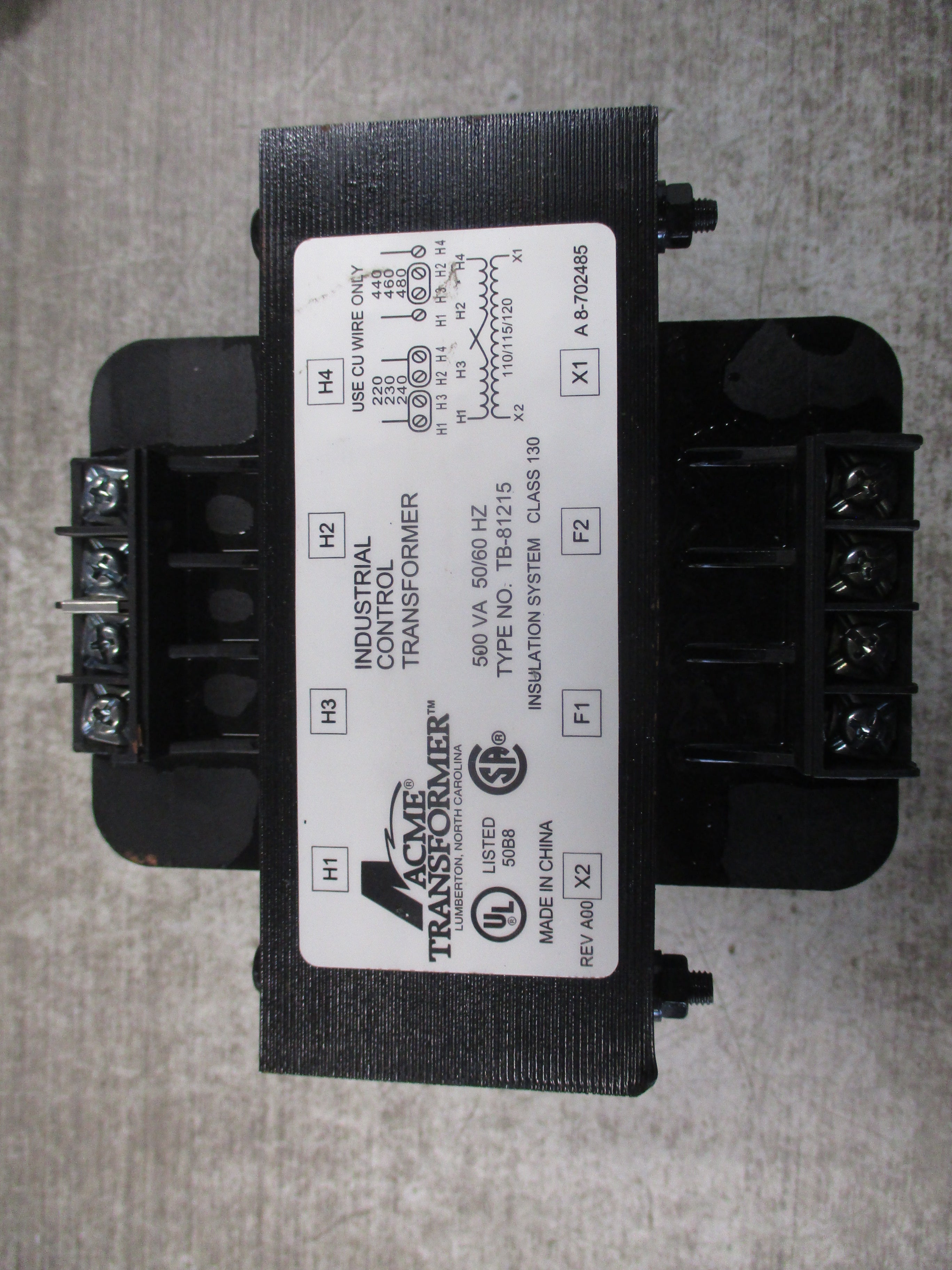 Acme Control Transformer TB-81215 500VA Pri: 240/480V Sec: 120V 50/60Hz