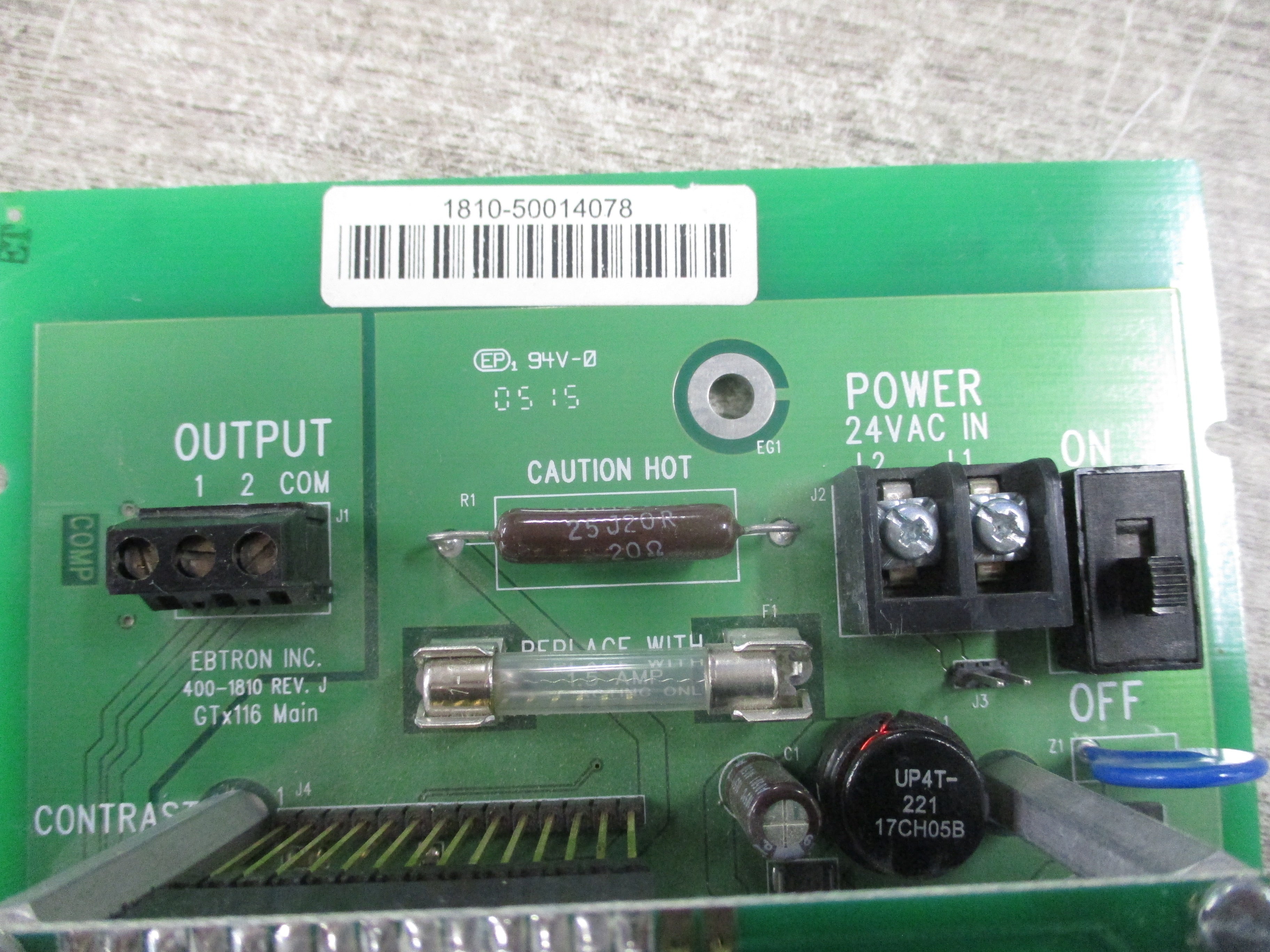 Ebtron GGTx116 Main Board 400-1810 Rev. J Used