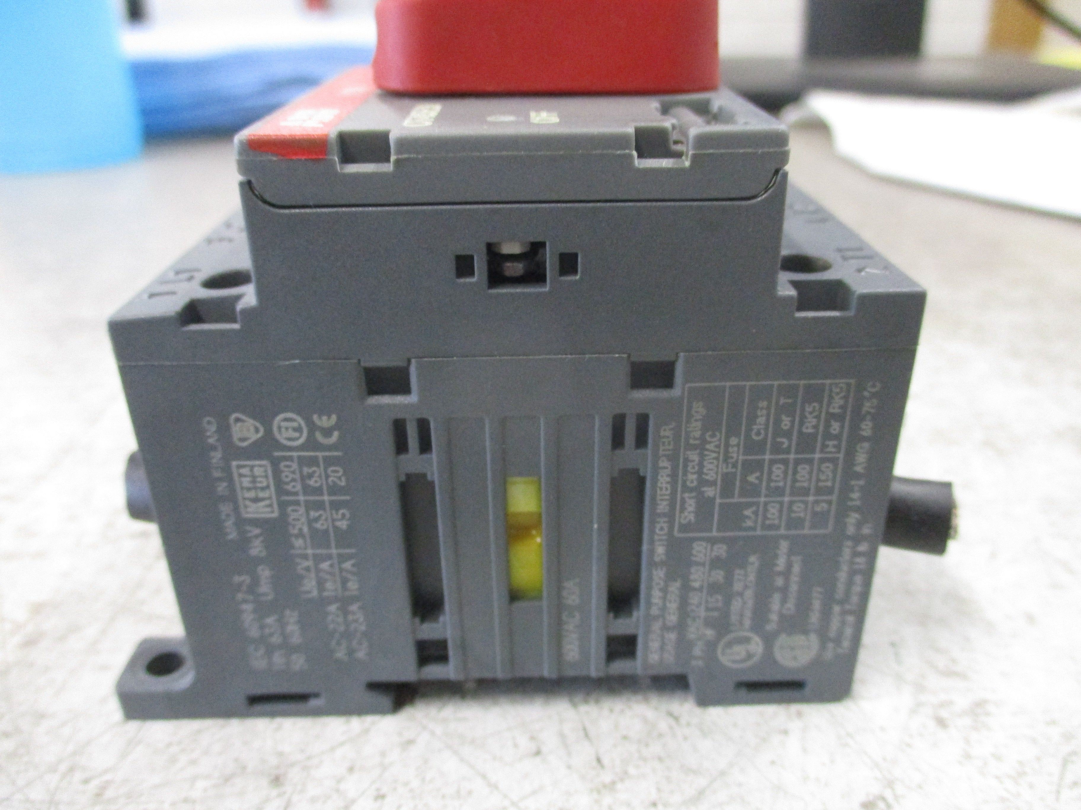 ABB Disconnect Switch OT45E3 60A 600V 3P Used