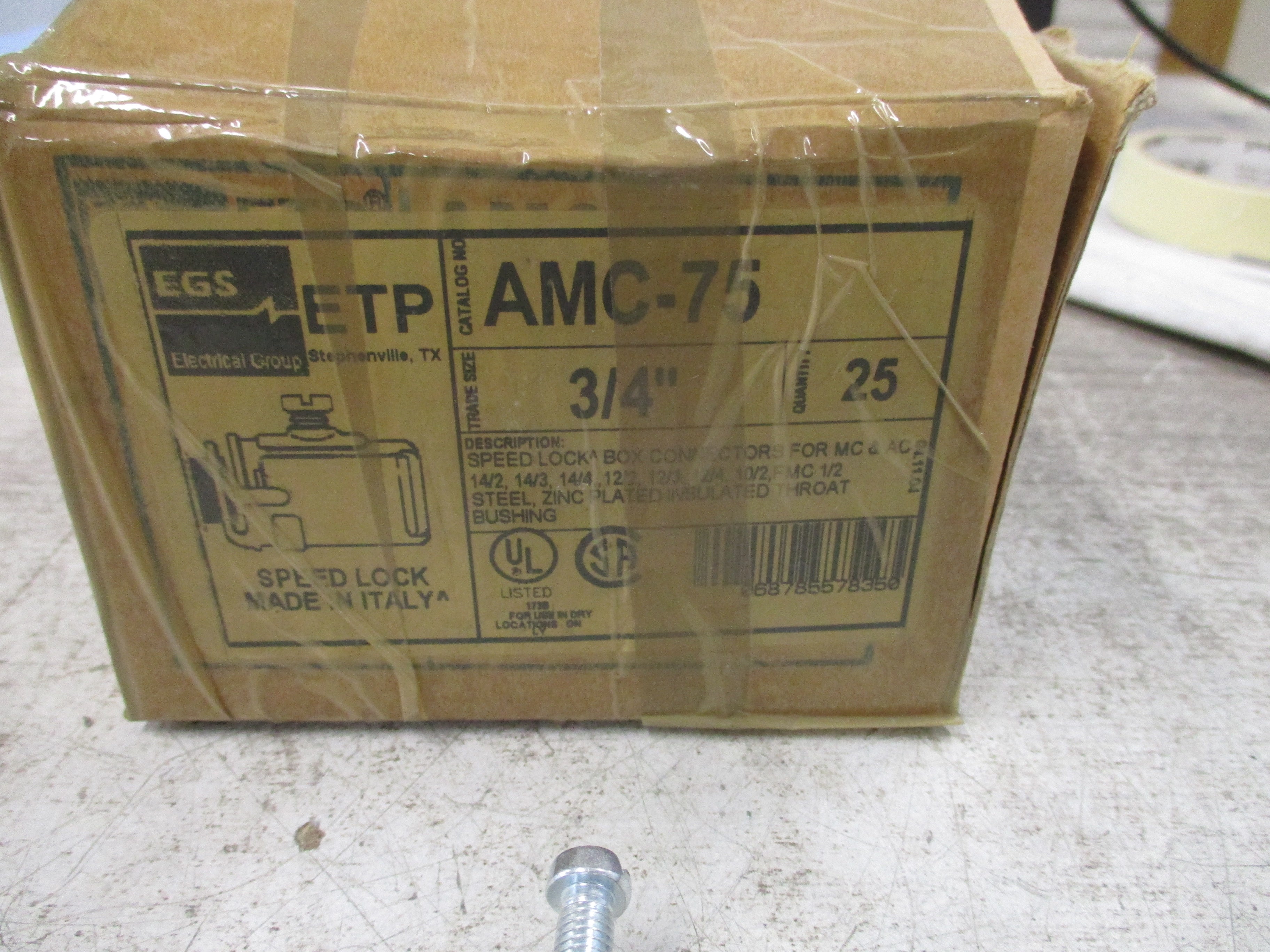 EGS Speed Lock Box Connector AMC-75 3/4" *Box of 25* New Surplus