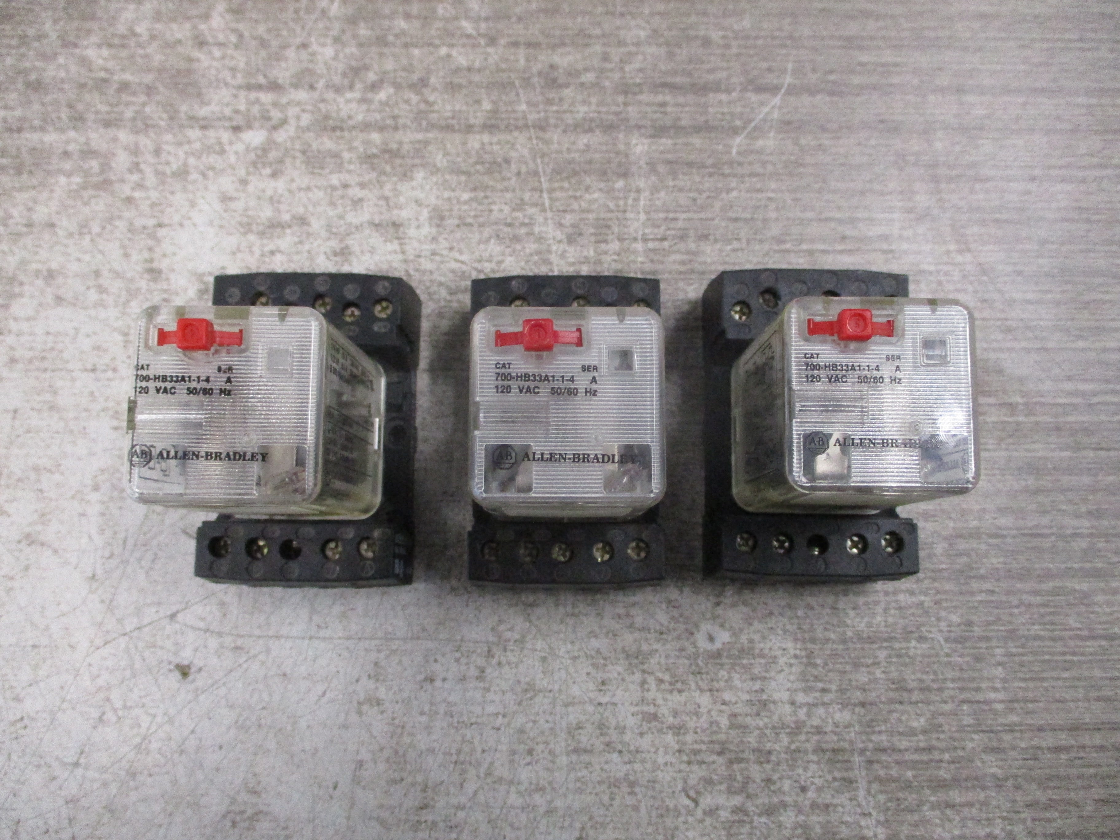 Allen-Bradley Relay 700-HB33A1-1-4 Ser. A 120V Coil W/Base *Lot of 3* Used