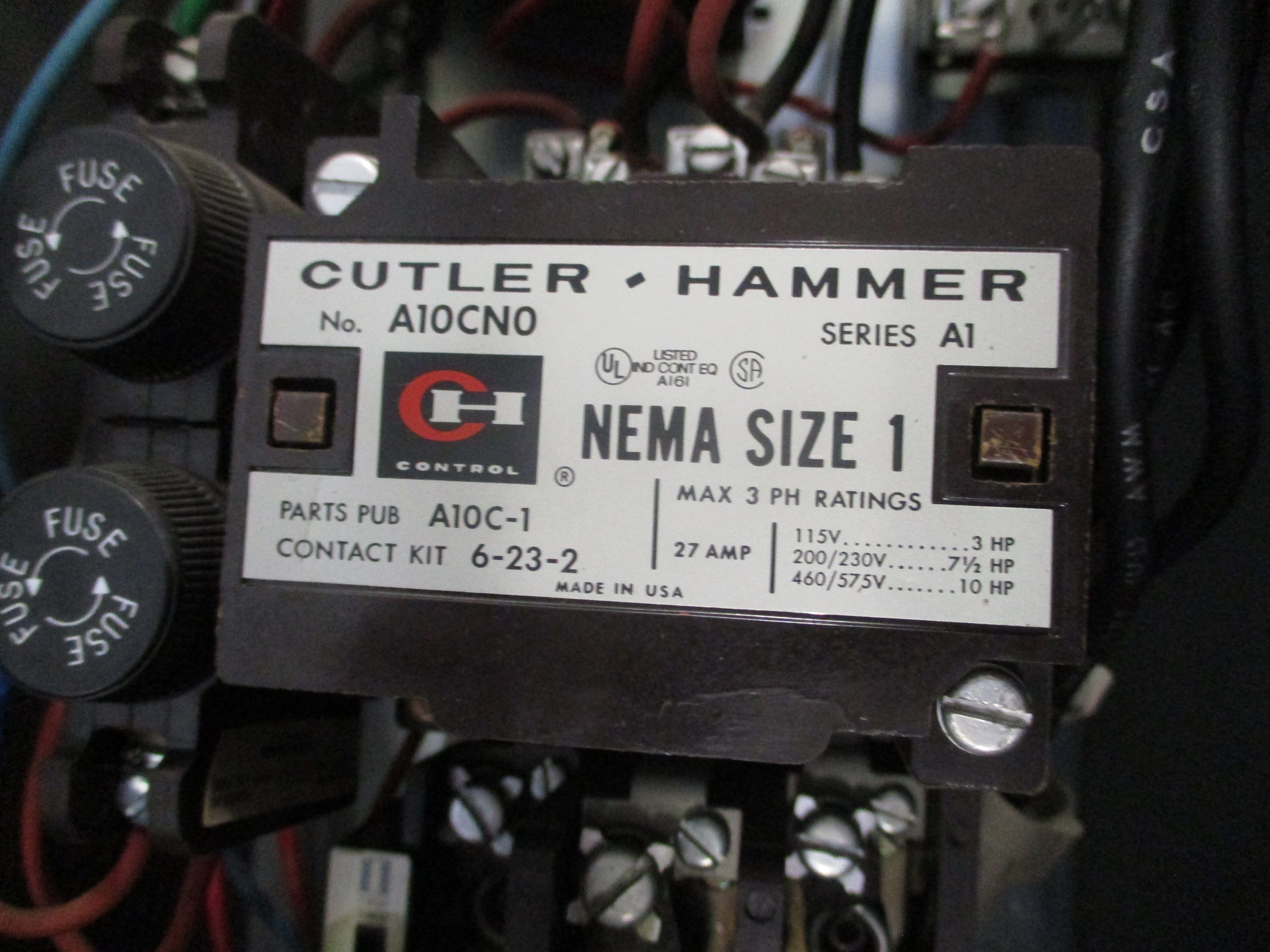 Cutler-Hammer Size 1 Breaker Combination A10CN0 120V Coil Breaker: FD3030L Used