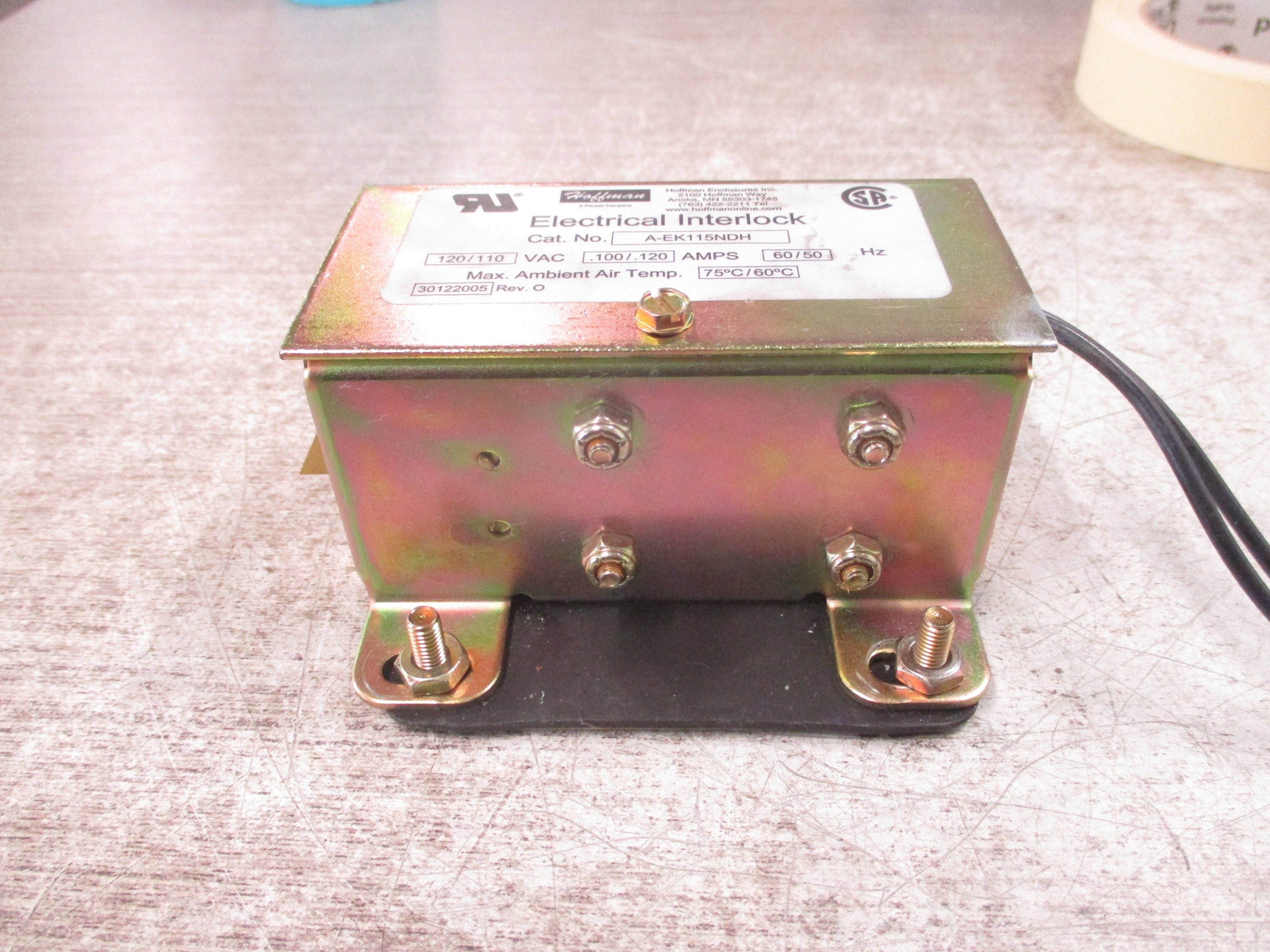 Hoffman Electrical Interlock A-EK115NDH 120/110V 60/50Hz 0.100/0.120A Used