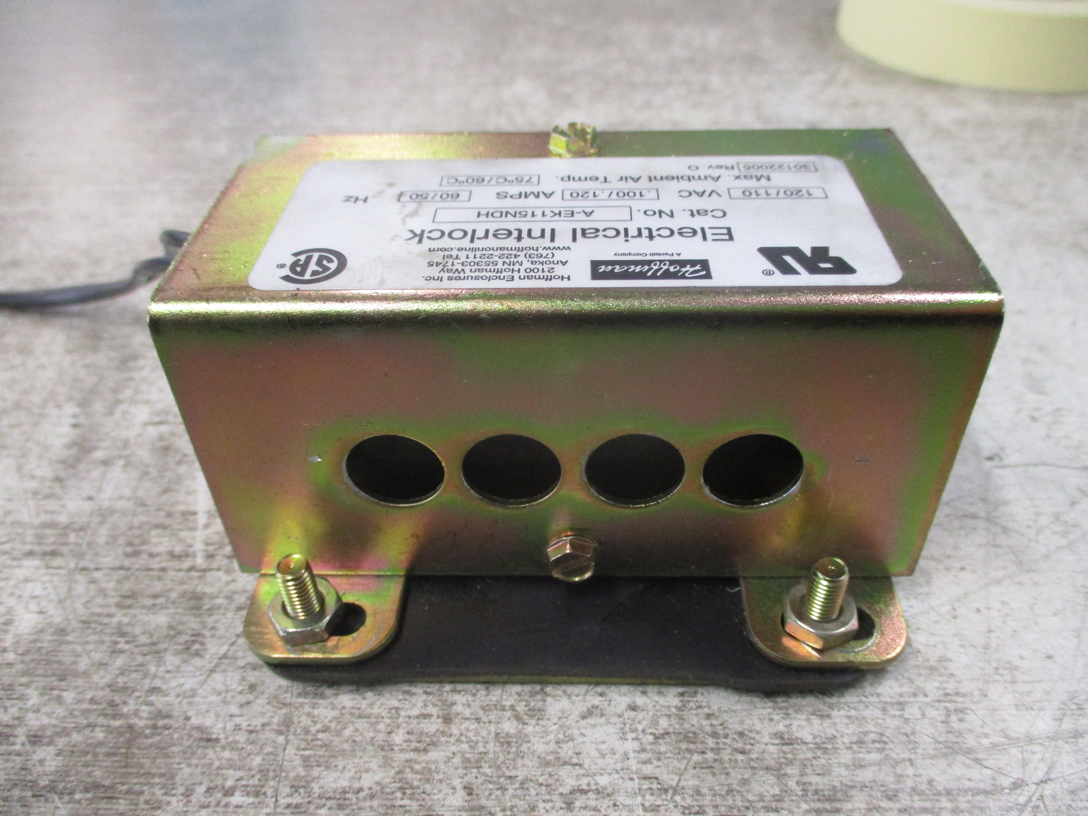Hoffman Electrical Interlock A-EK115NDH 120/110V 60/50Hz 0.100/0.120A Used