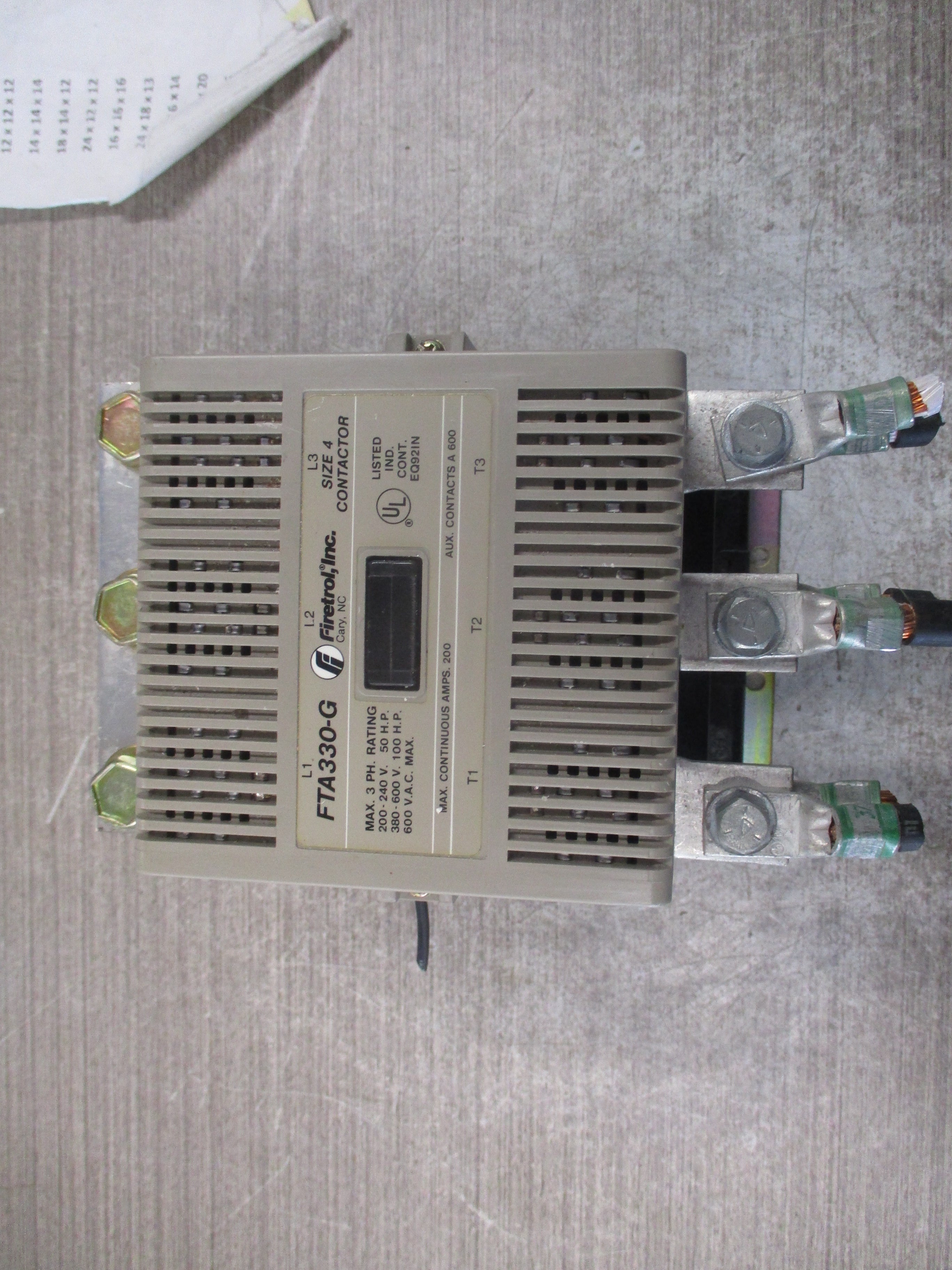 Firetrol Size 4 Contactor FTA330-G 460-550V Coil 200A 600V Used