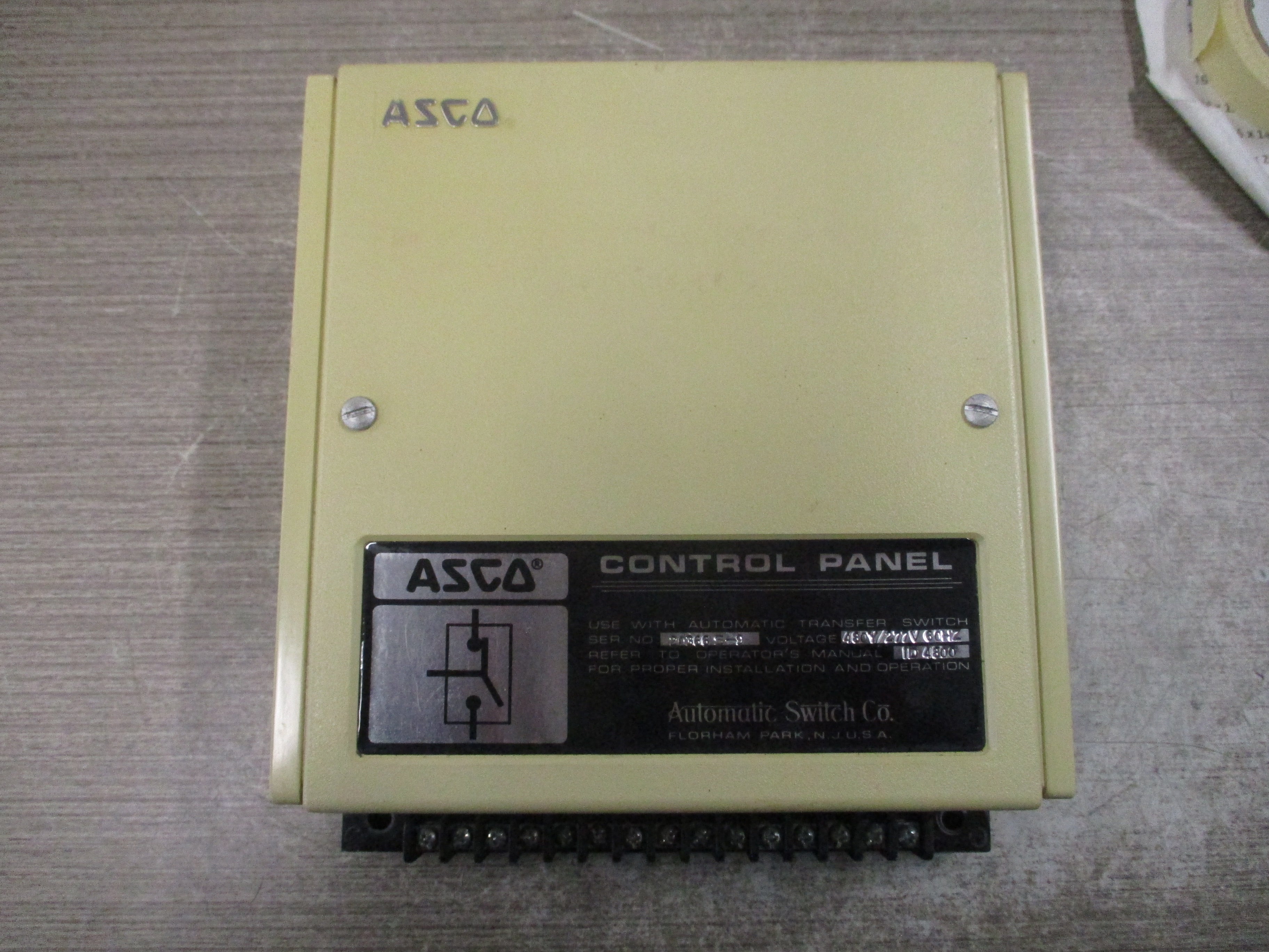 Asco Automatic Transfer Switch Control Panel JS299-300-7M 480Y/277V 60Hz Used