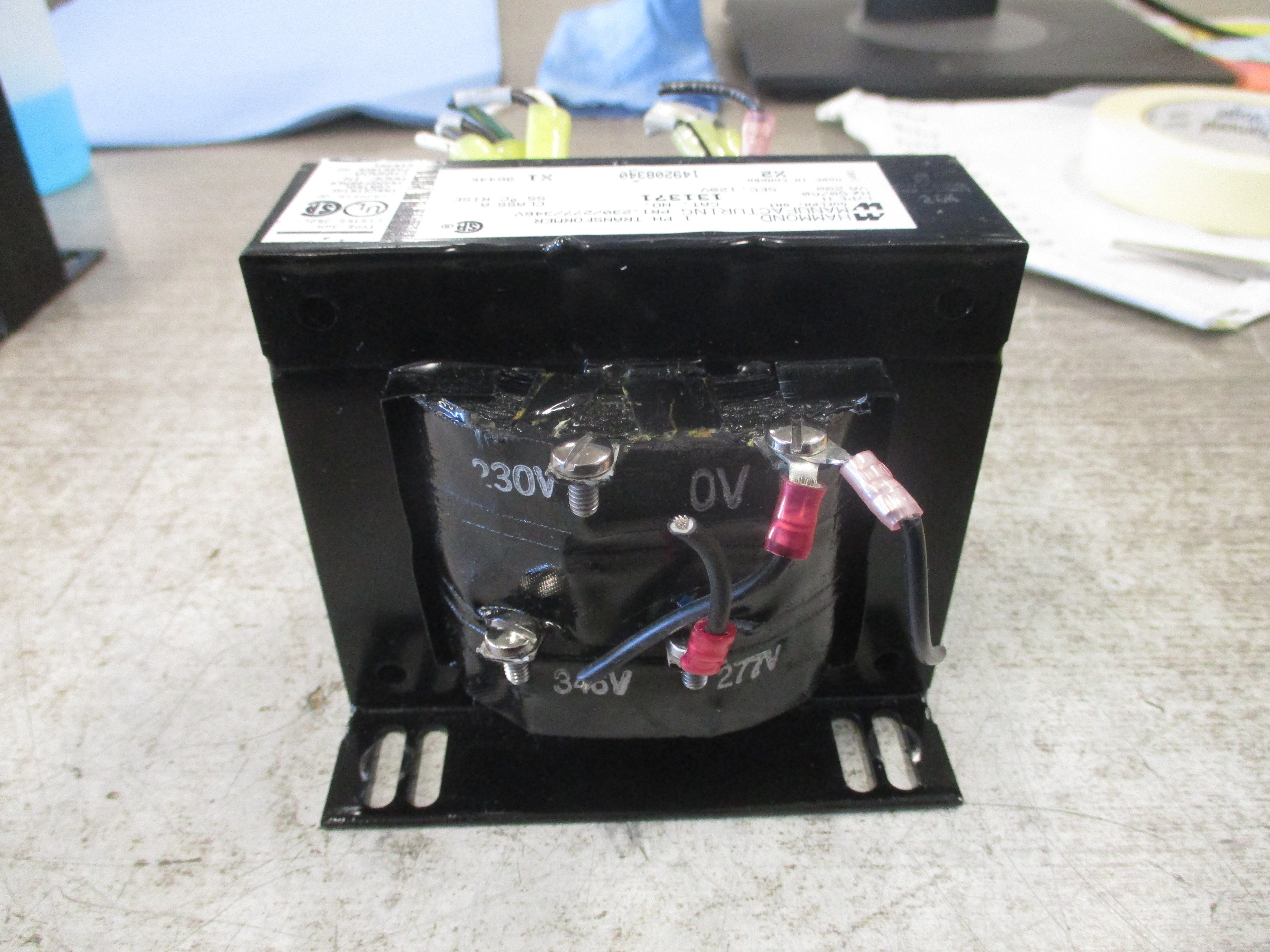 Hammond Transformer 131371 200VA Pri: 230/277/346V Sec: 120V 1Ph 50/60Hz Used