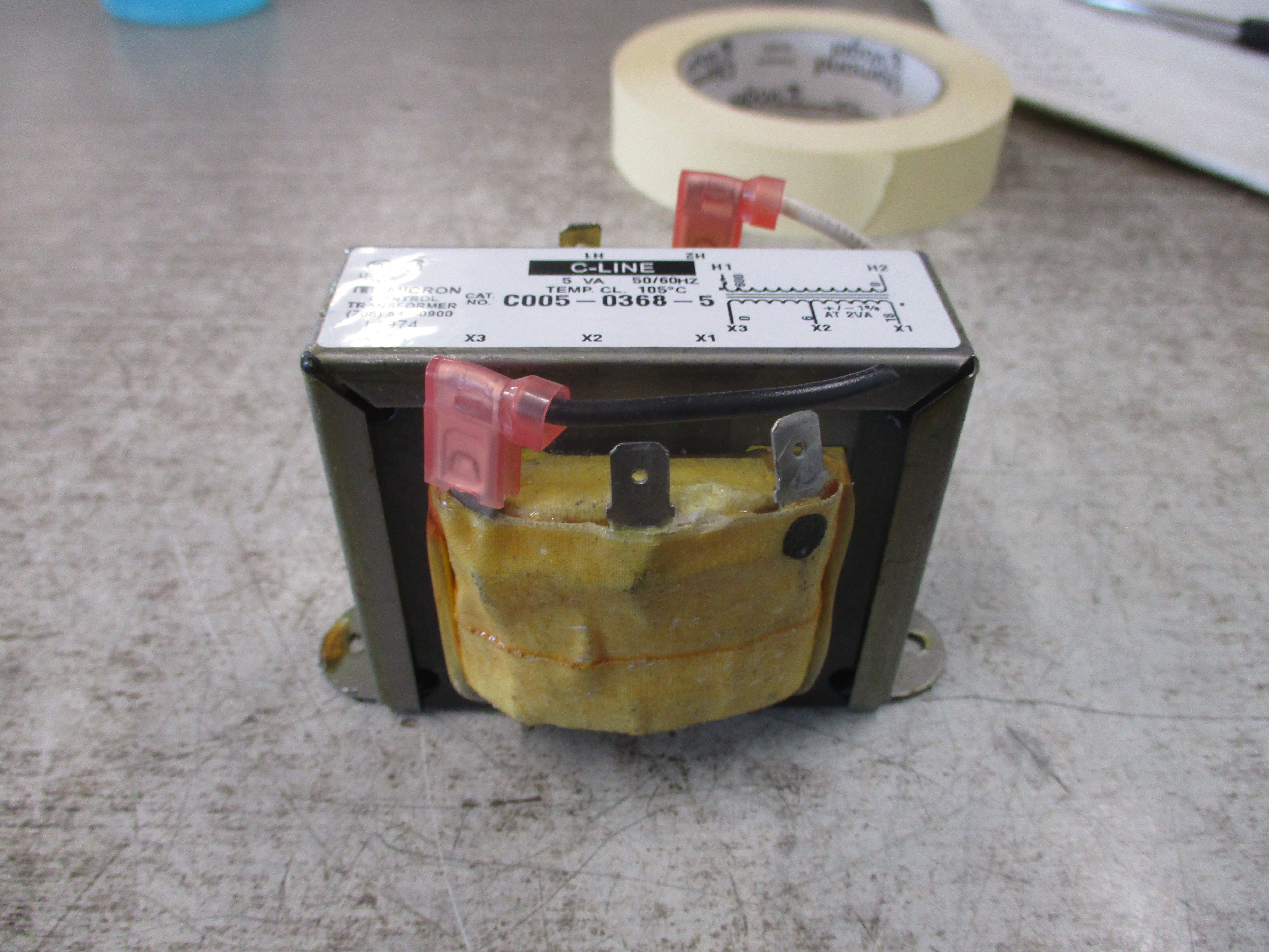 Micron C-Line Control Transformer C005-0368-5 5VA Pri: 600V Sec: 18V 50/60Hz