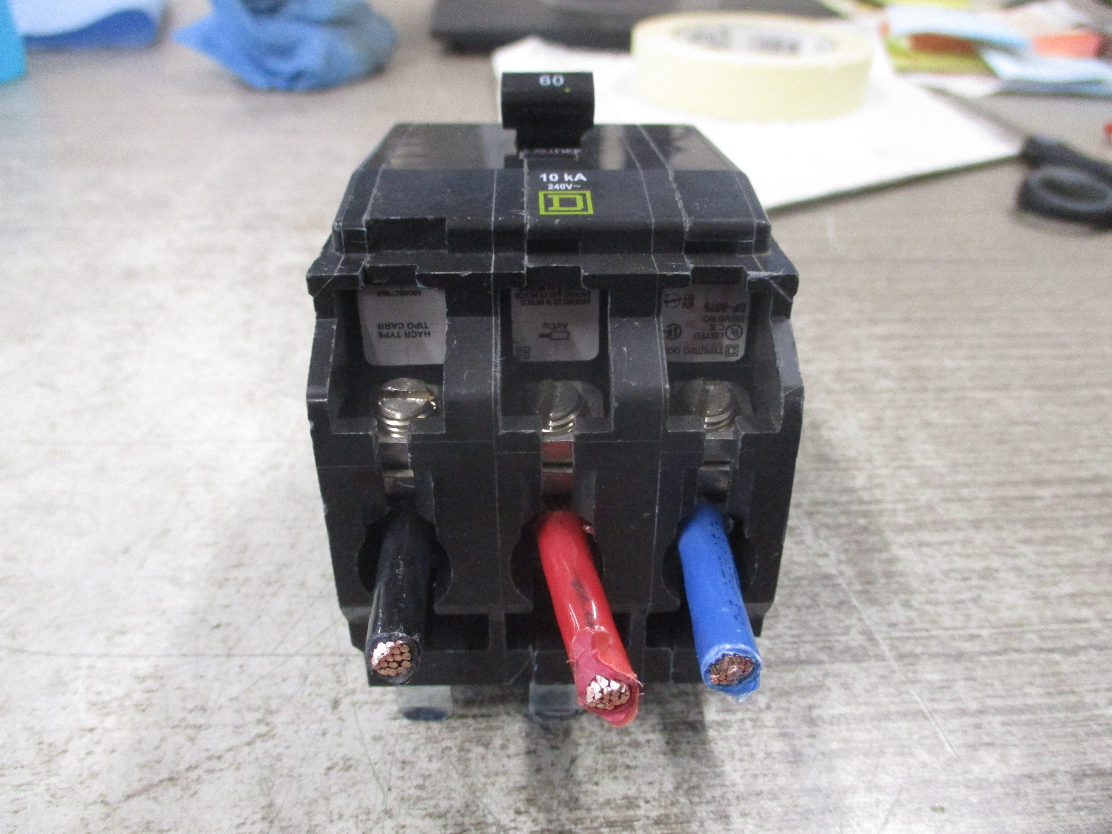 Square D Bolt-On Circuit Breaker QOB360 60A 240V 3P *No Screws* Used