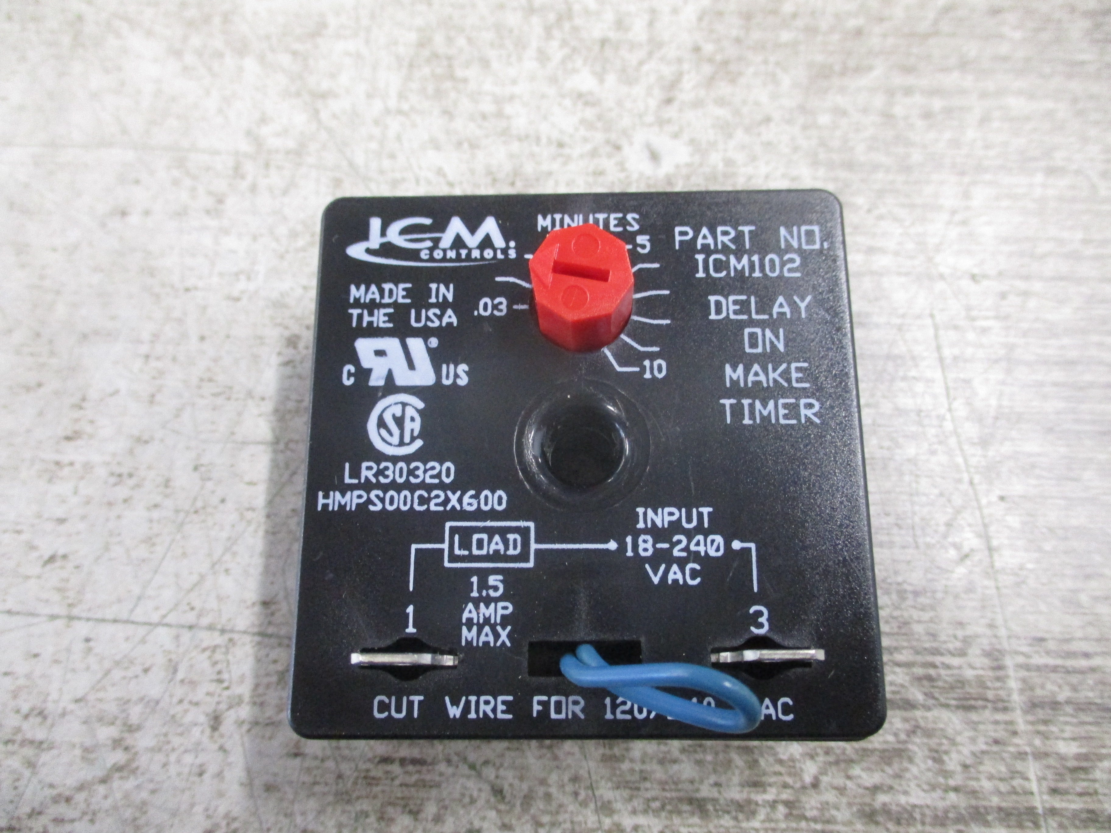 ICM Controls Delay On Make Timer ICM102 Range: 0.03-10min 18-240VAC Used
