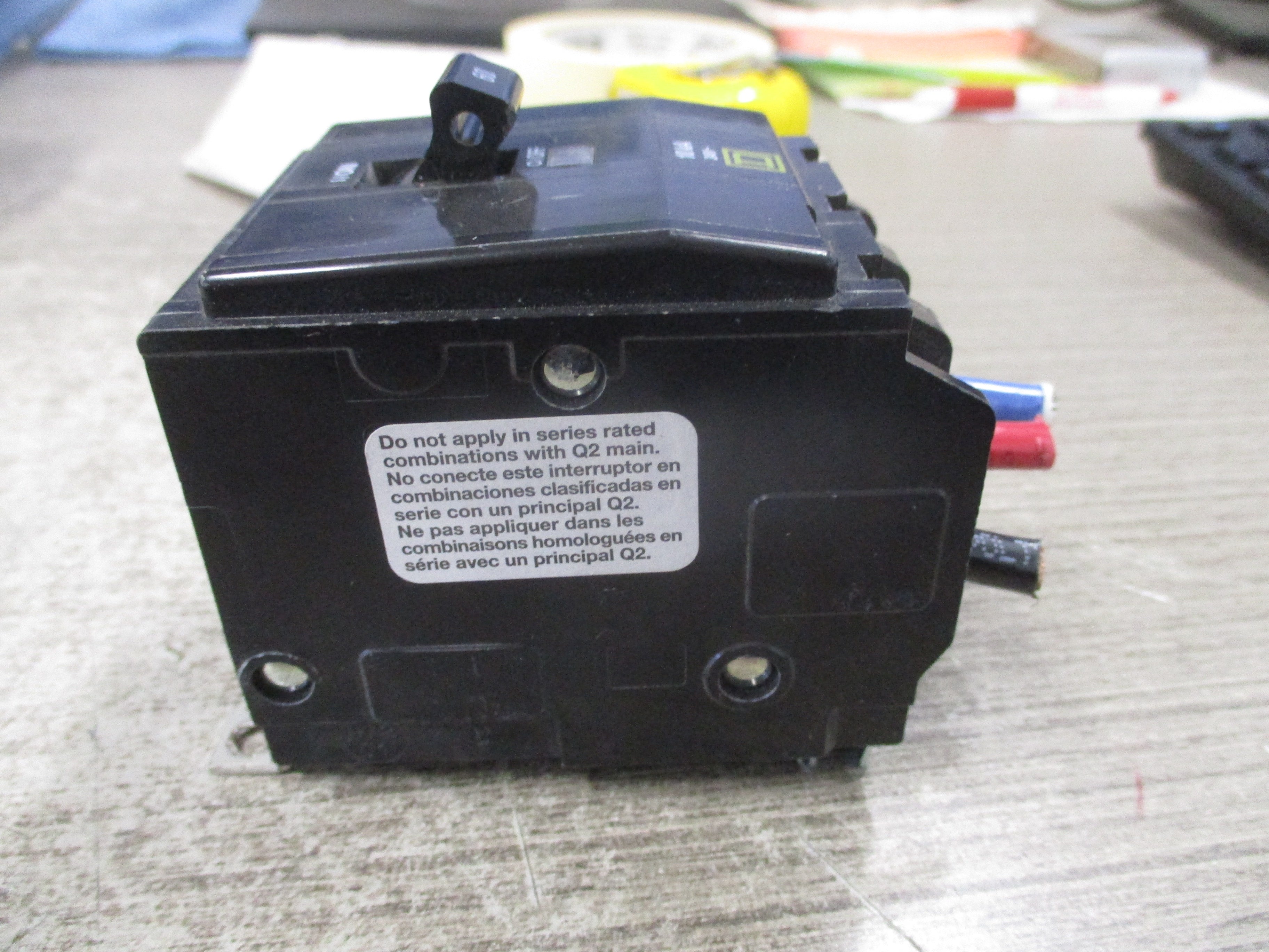Square D Bolt-On Circuit Breaker QOB360 60A 240V 3P *Missing (2) Screws* Used