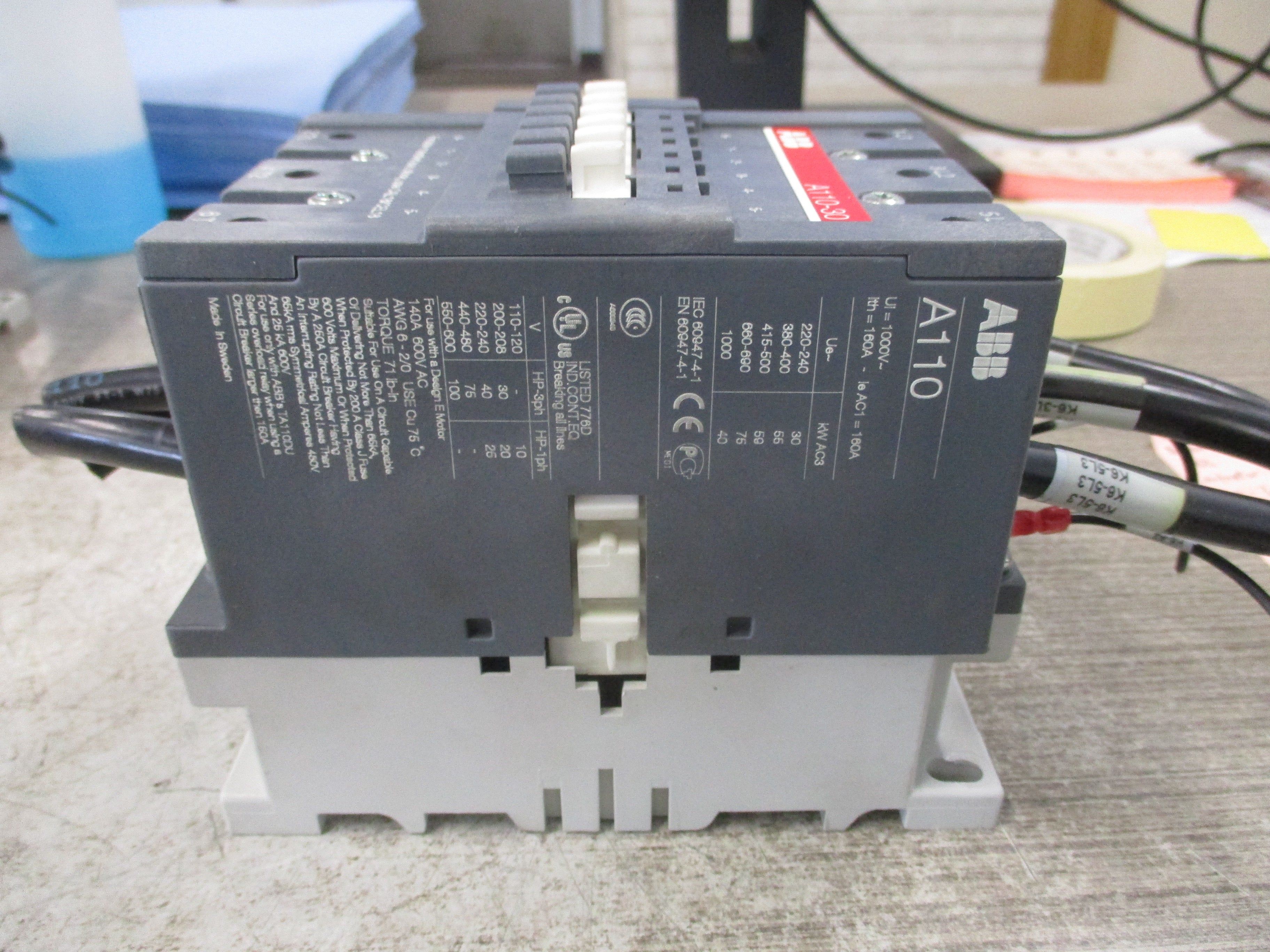 ABB Contactor A110-30 110-120V Coil 140A 600V (1) Aux Contact Used