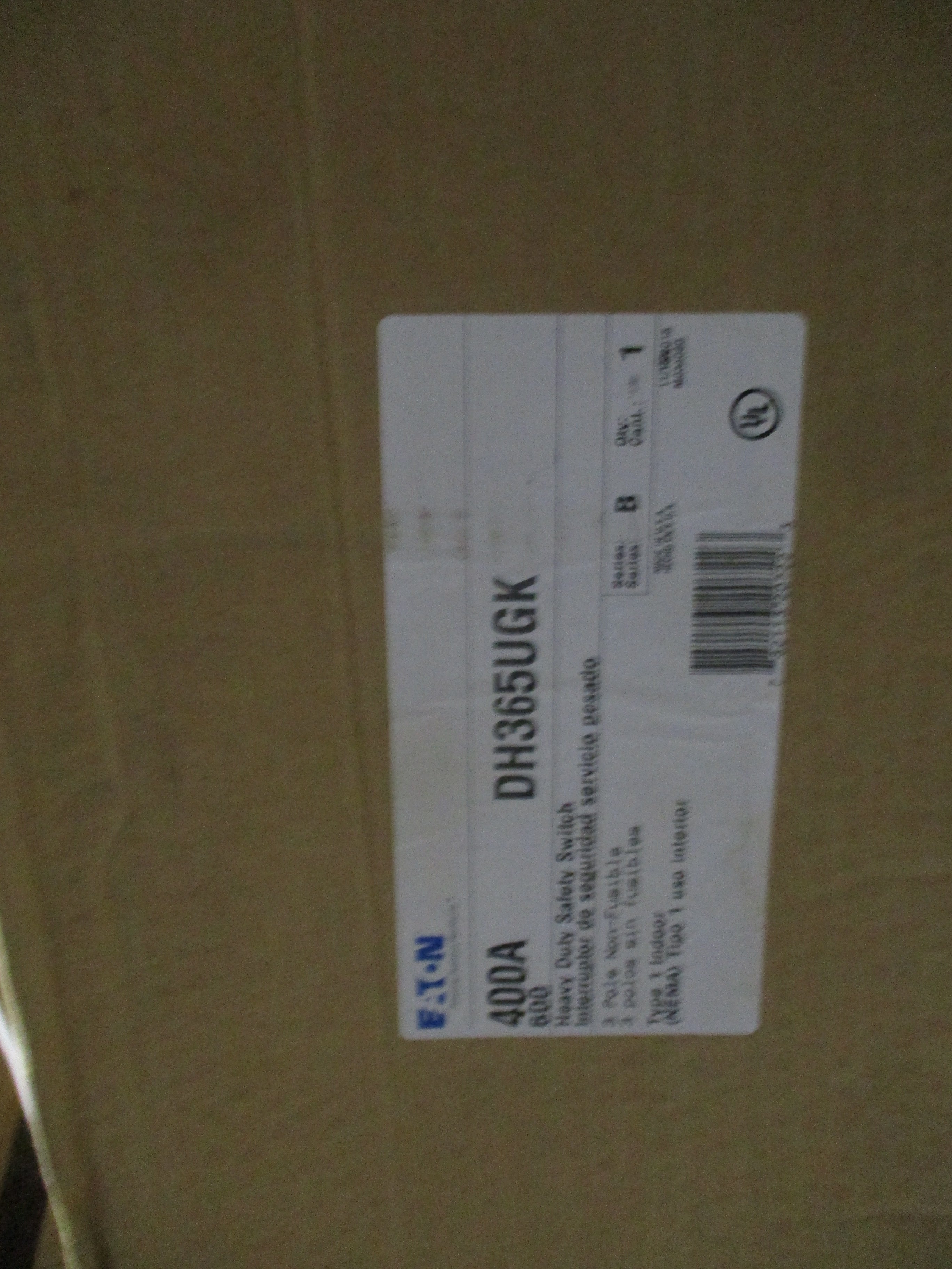 Eaton Fusible Safety Switch/Disconnect DH365UGK 400A 600V 3P New Surplus