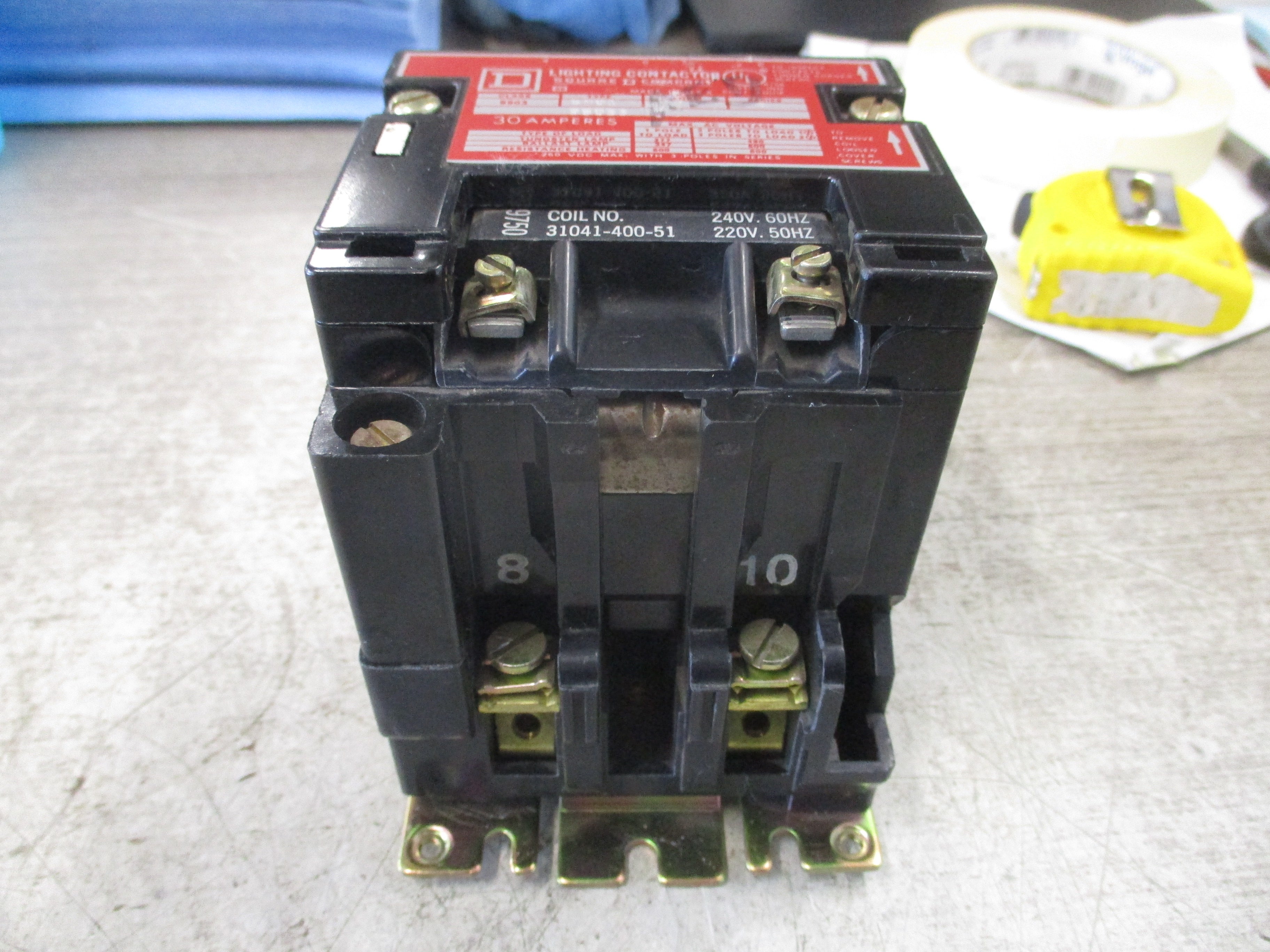 Square D Lighting Contactor 8903 SMO1 240V Coil 30A 600V Used