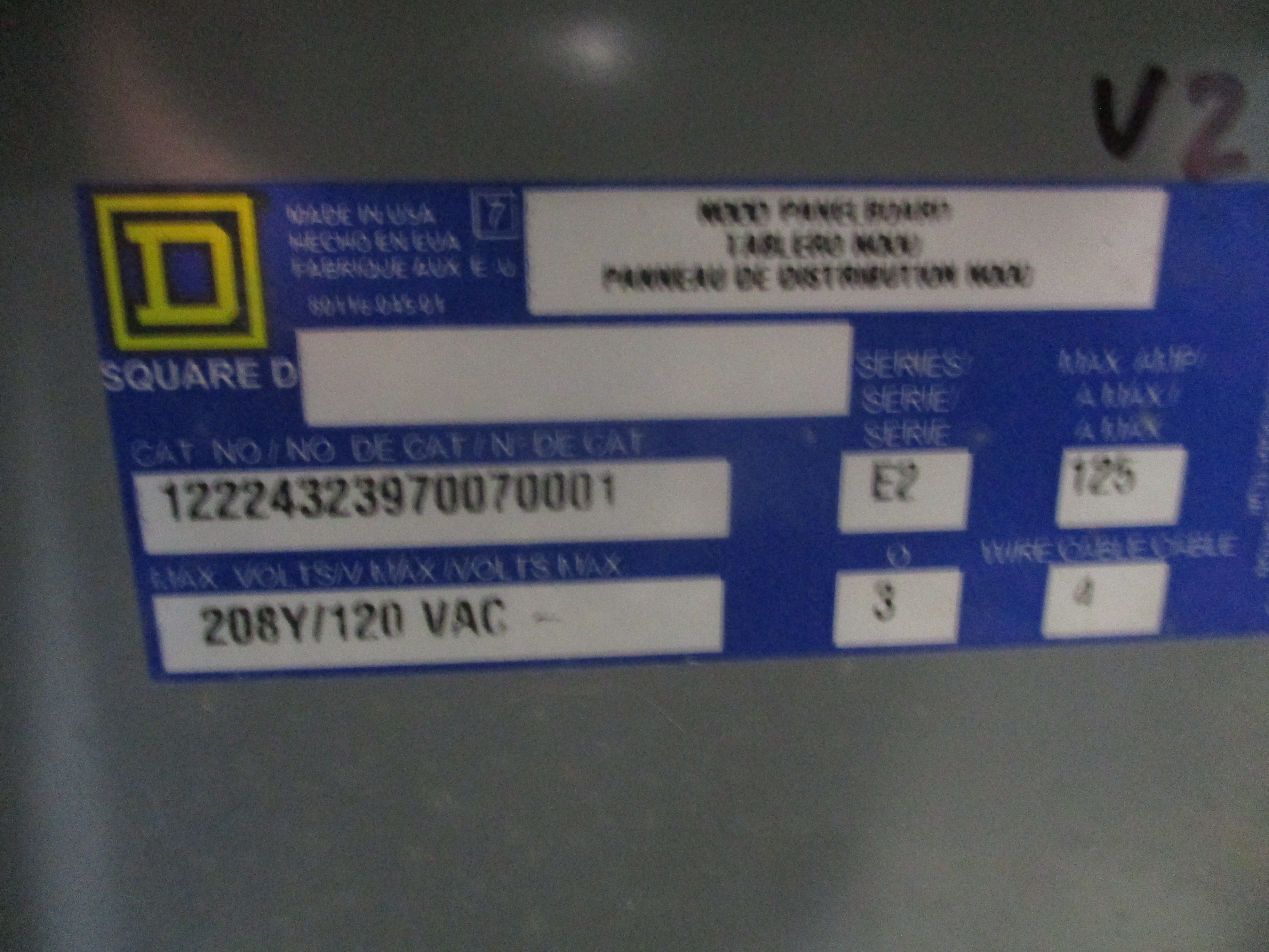 Square D Main Breaker Circuit Breaker Panel 12224323970070001 125A Main 125A Max